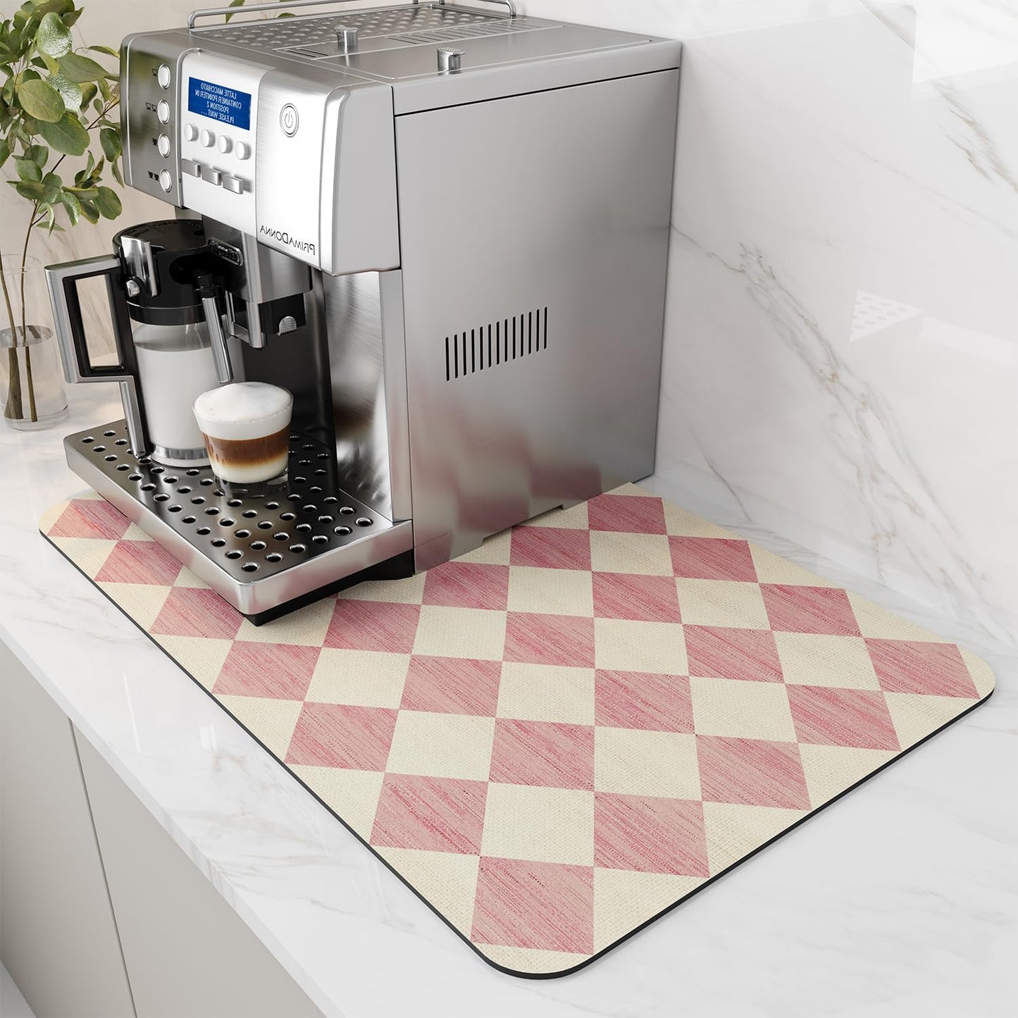 AMOAMI Coffee Mat Hide Stain Rubber Backed Absorbent Dish Drying Mat for Kitchen Counter - Fits