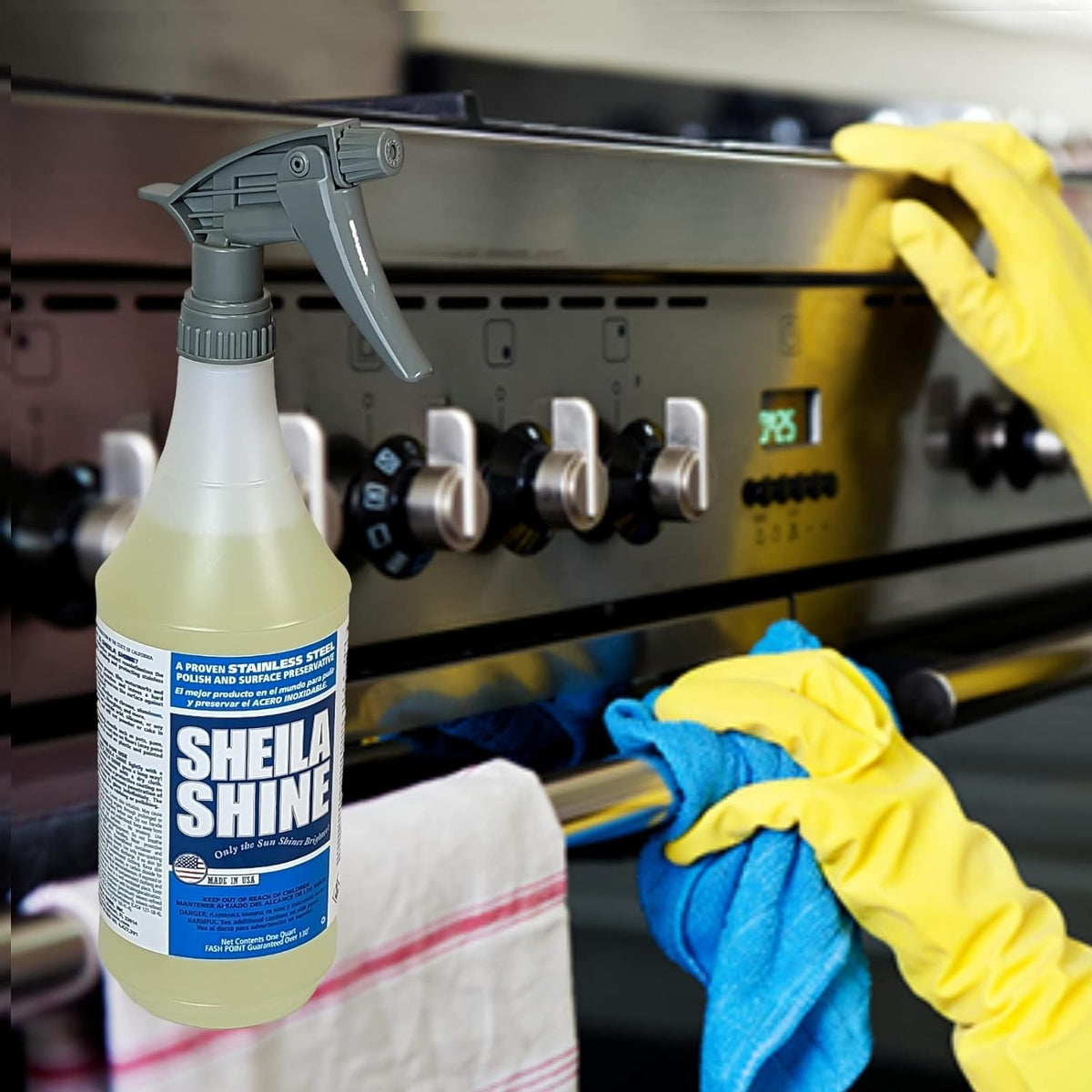 Sheila Shine 32 Oz. Stainless Steel Cleaner and Polish Trigger Spray, Protect Household Kitchen
