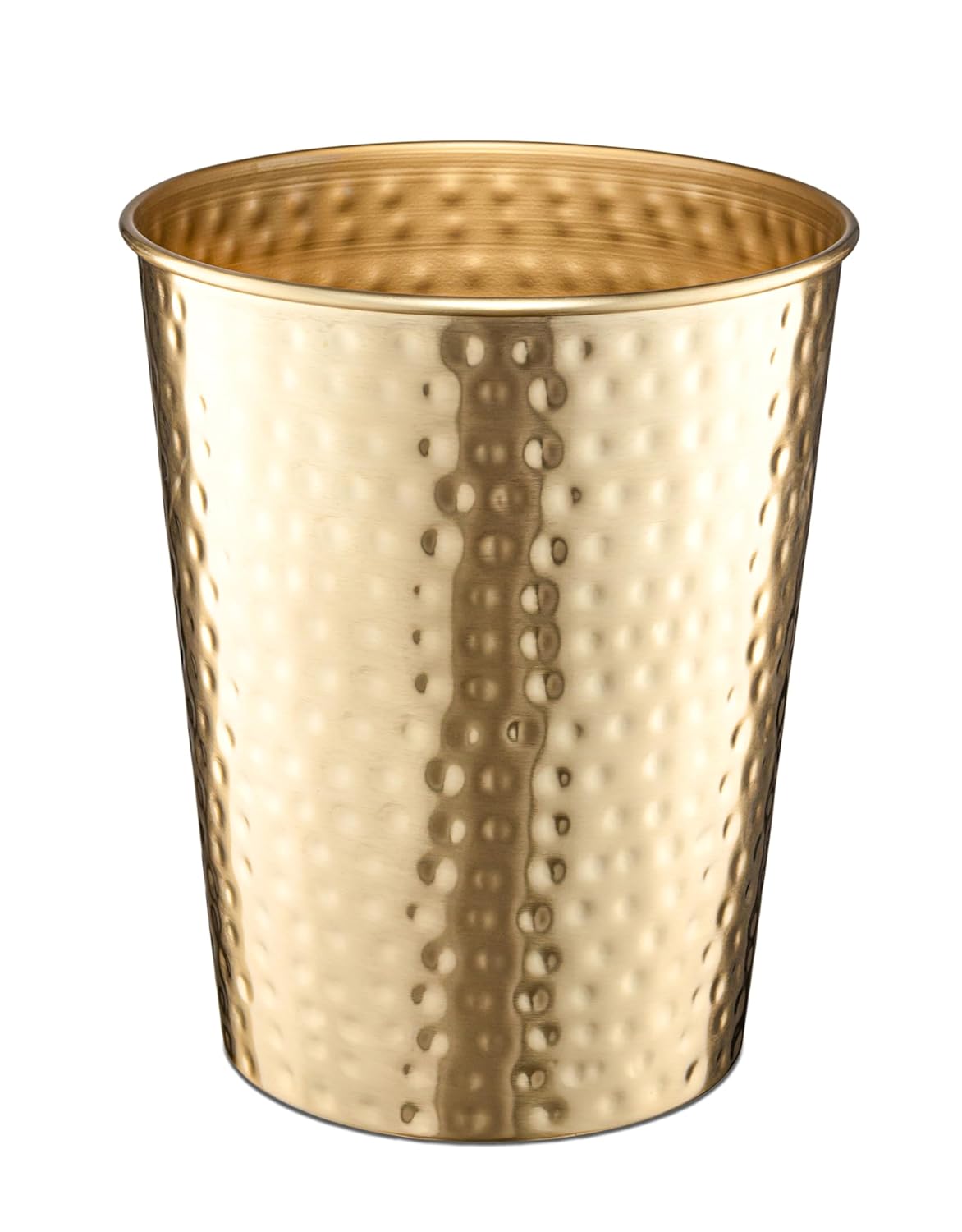 Monarch Abode Brushed Gold Hand Hammered Metal Wastebasket for Home Office Bedroom, Decorative