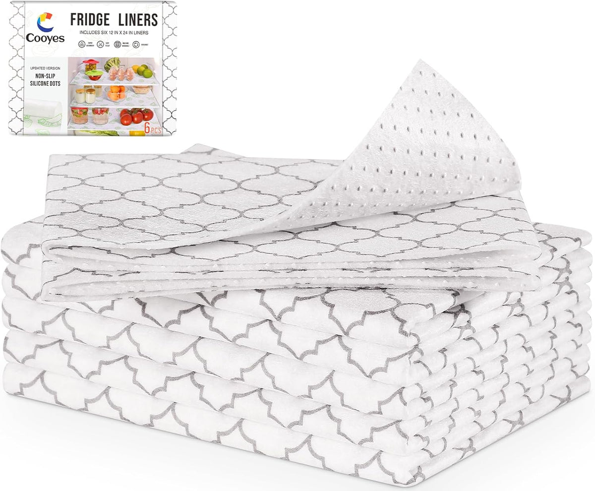 Cooyes 2 in 1 Refrigerator Liners & Fresh mats for Fridge Drawer and Glass Shelves, Absorbent Cloth