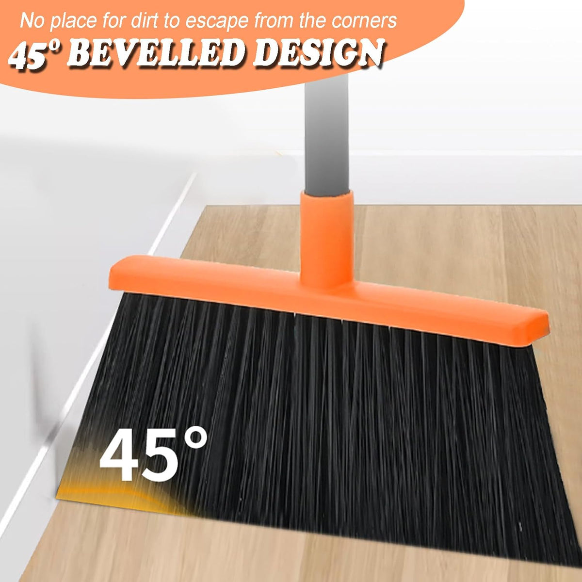 Heavy-Duty Adjustable Angle Broom with 56" Steel Handle - Ideal for Home, Garage, Kitchen