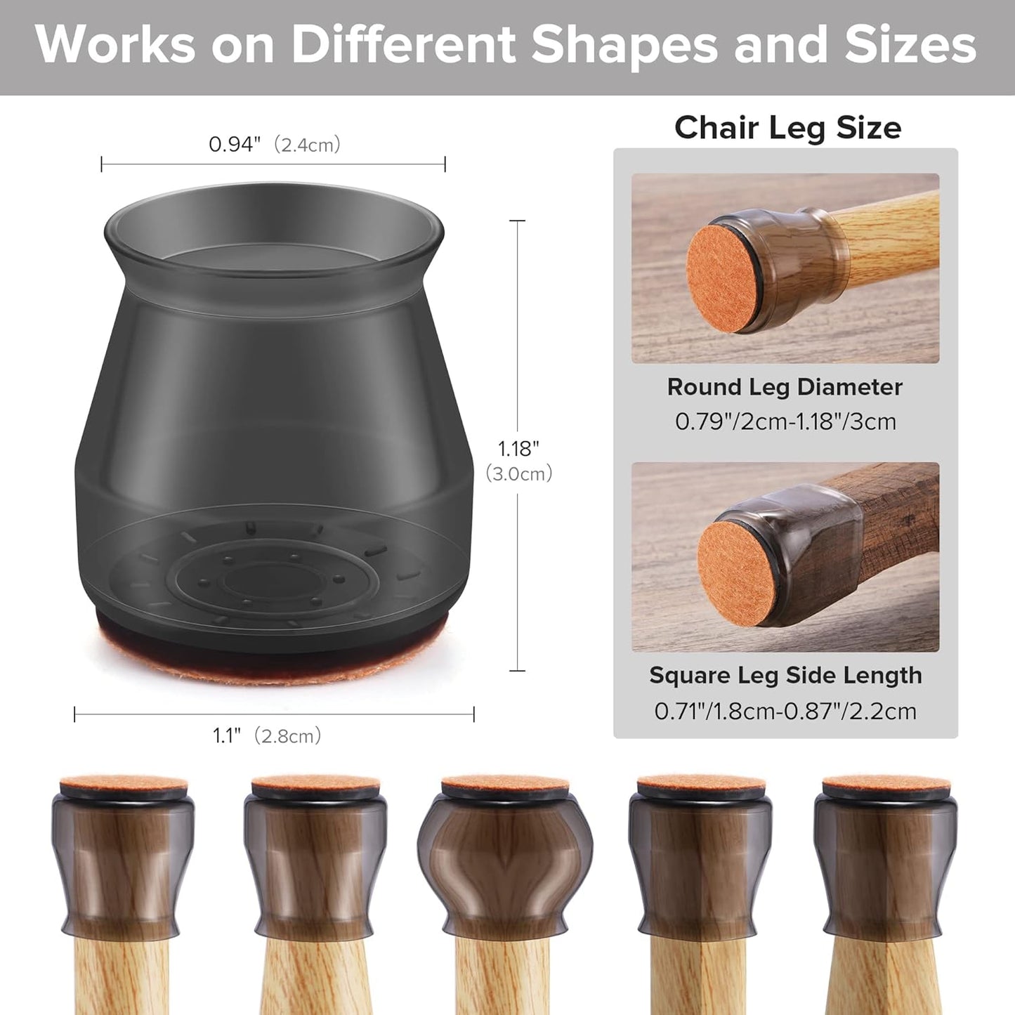 24PCS Upgraded Silicone Chair Leg Floor Protectors for Hardwood Floors, Furniture Sliders for Chair