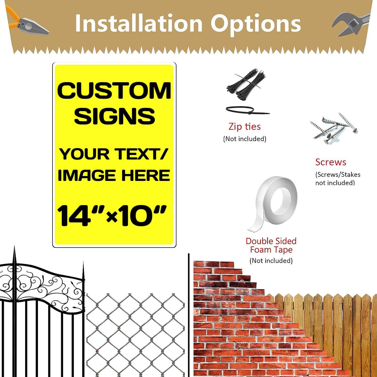 Personalized Aluminum Metal Signs - Weatherproof, Custom Text & Picture, Multiple Sizes, Hazard