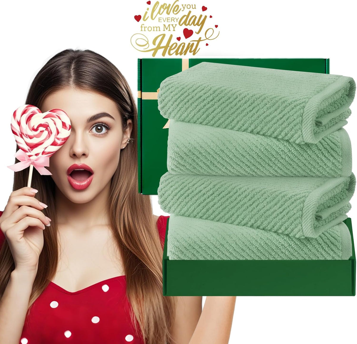 VOOVA & MOVAS Hand Towels for Bathroom Set of 4, Large 18" x 28", 100% Cotton | Lightweight | Thick