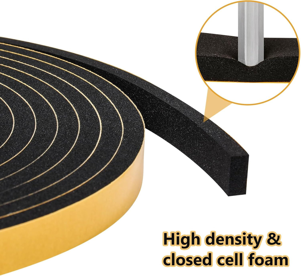 Weather Stripping Door Seal Strip (1/2 Inch X 1/4 Inch X 16Feet), Strong Adhesive, Lightproof