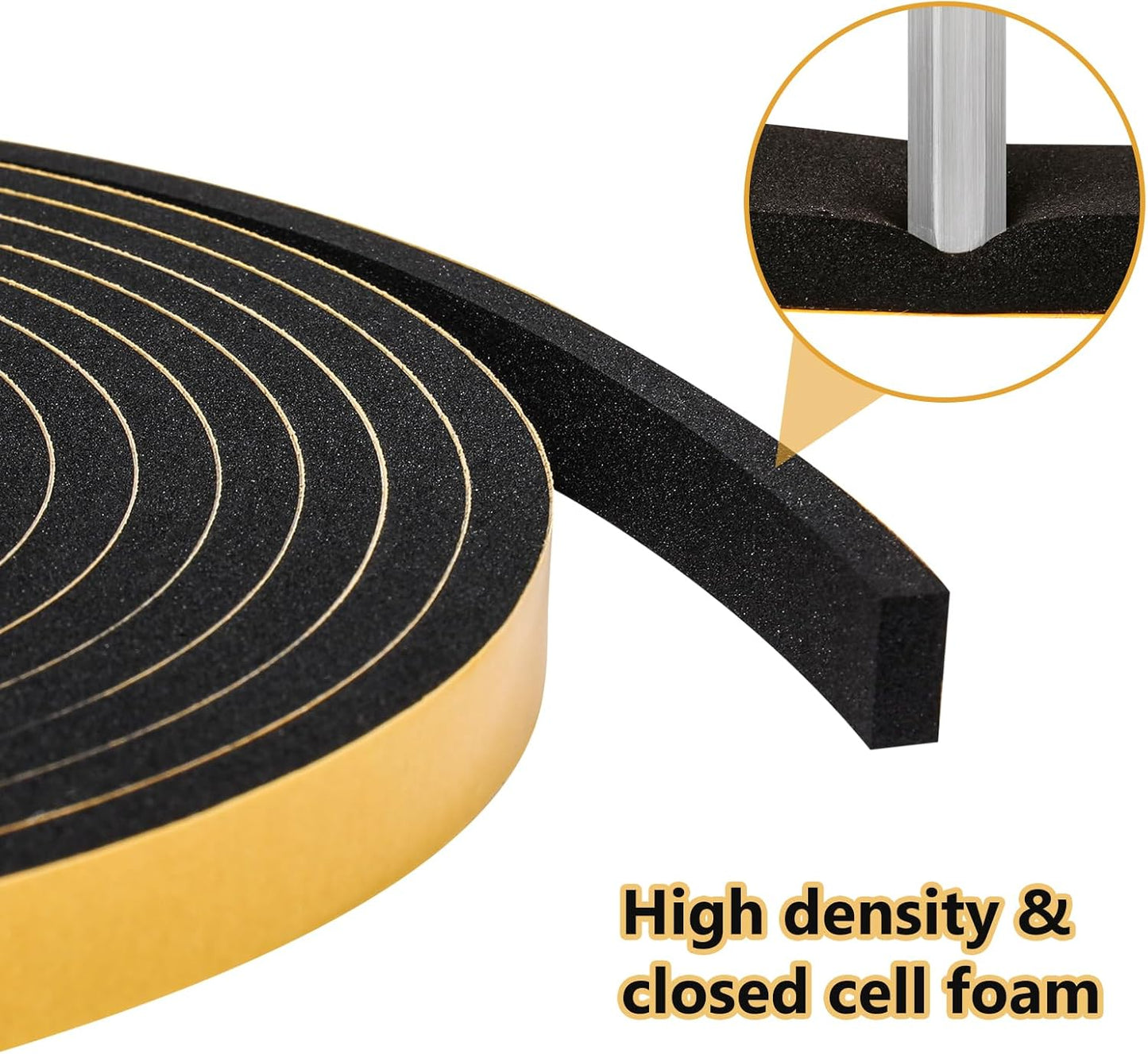 32Feet Weather Stripping Seal (1 Inch X 1/16 Inch) for Door Window, High Density Foam Tape