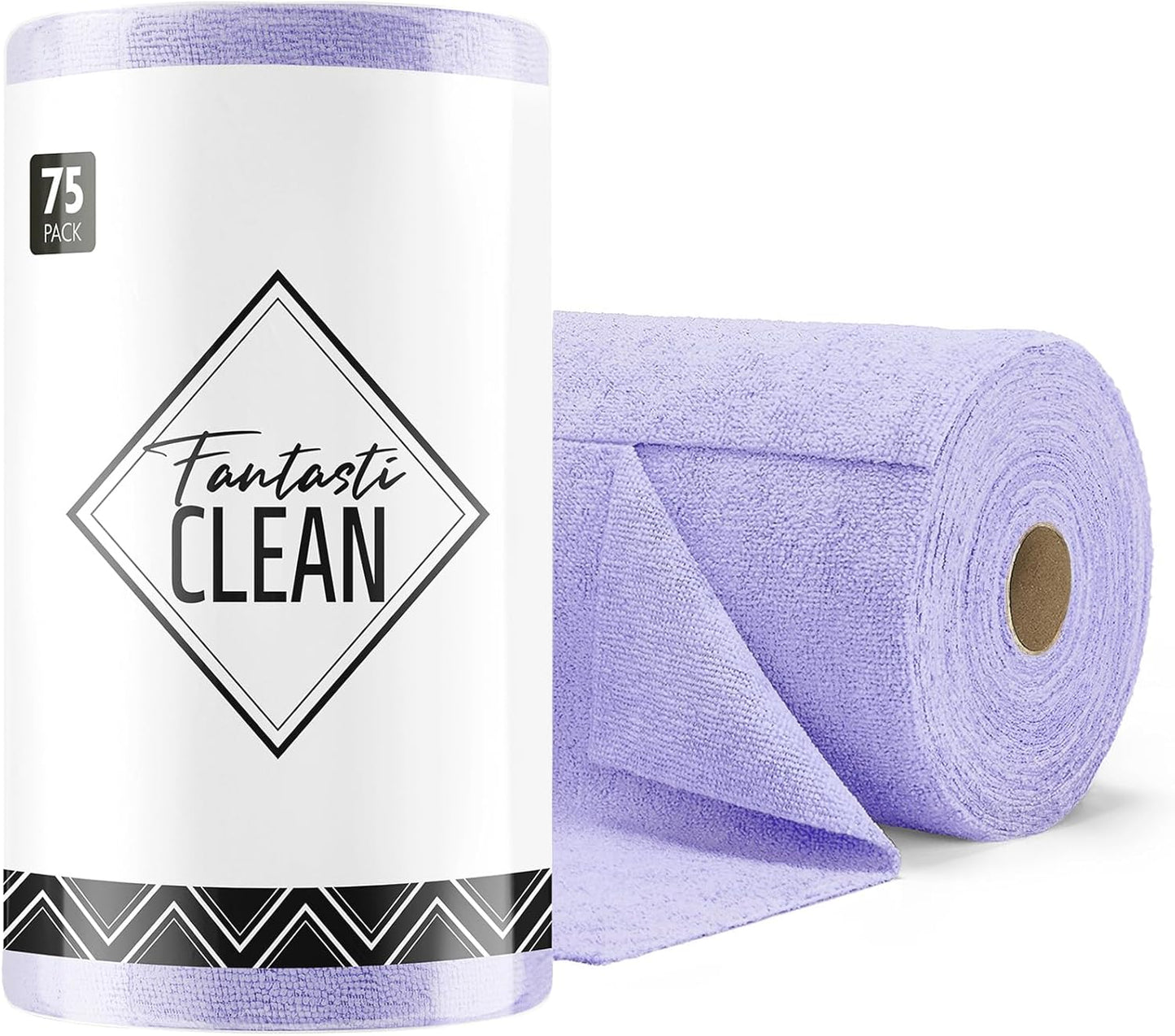 Fantasticlean Microfiber Cleaning Cloth Roll -75 Pack, Tear Away Microfiber Towels, 12" x 12"