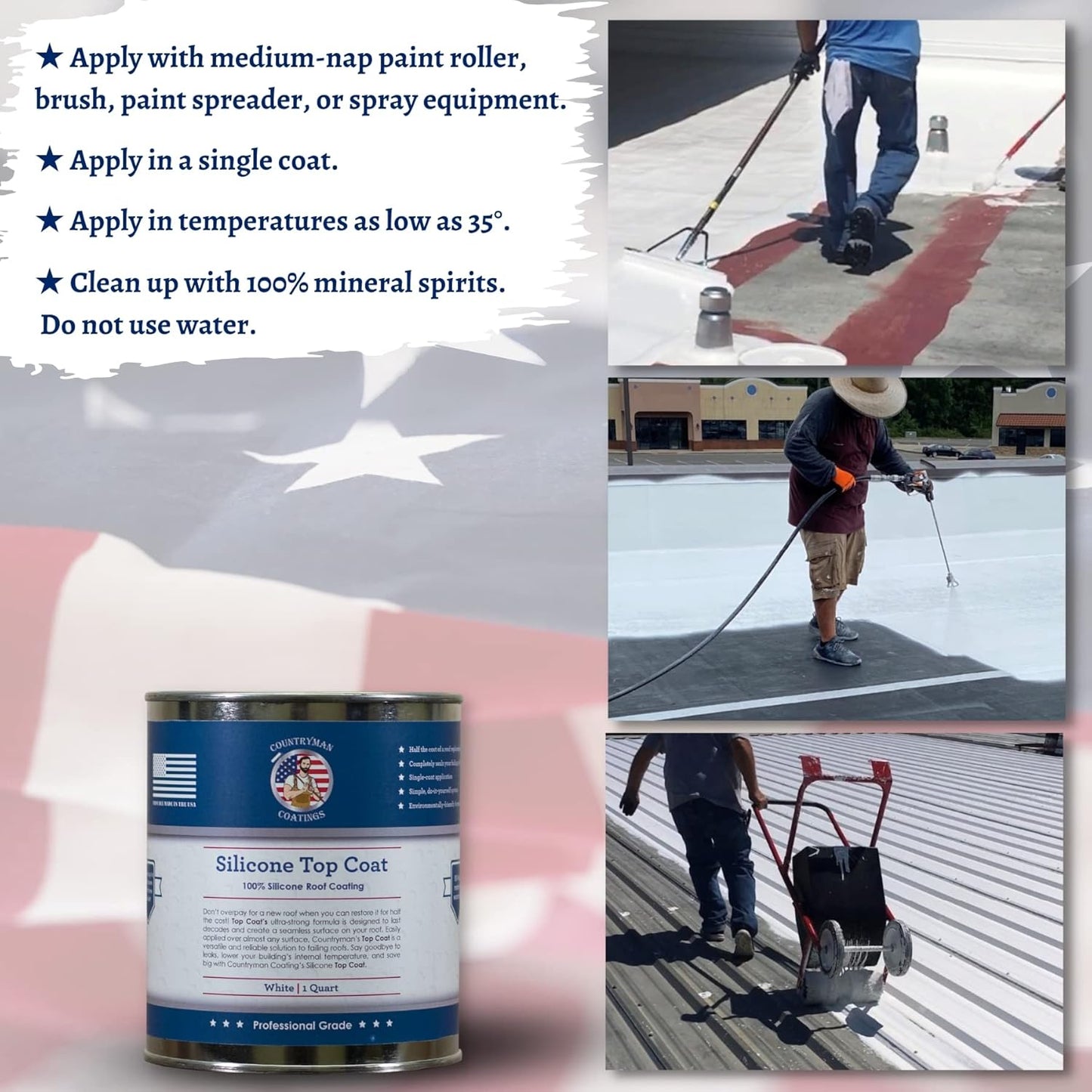 Countryman Coatings - 100% Silicone Roof Coating Restore Your Roof in a Day Seal Leaks, Cracks