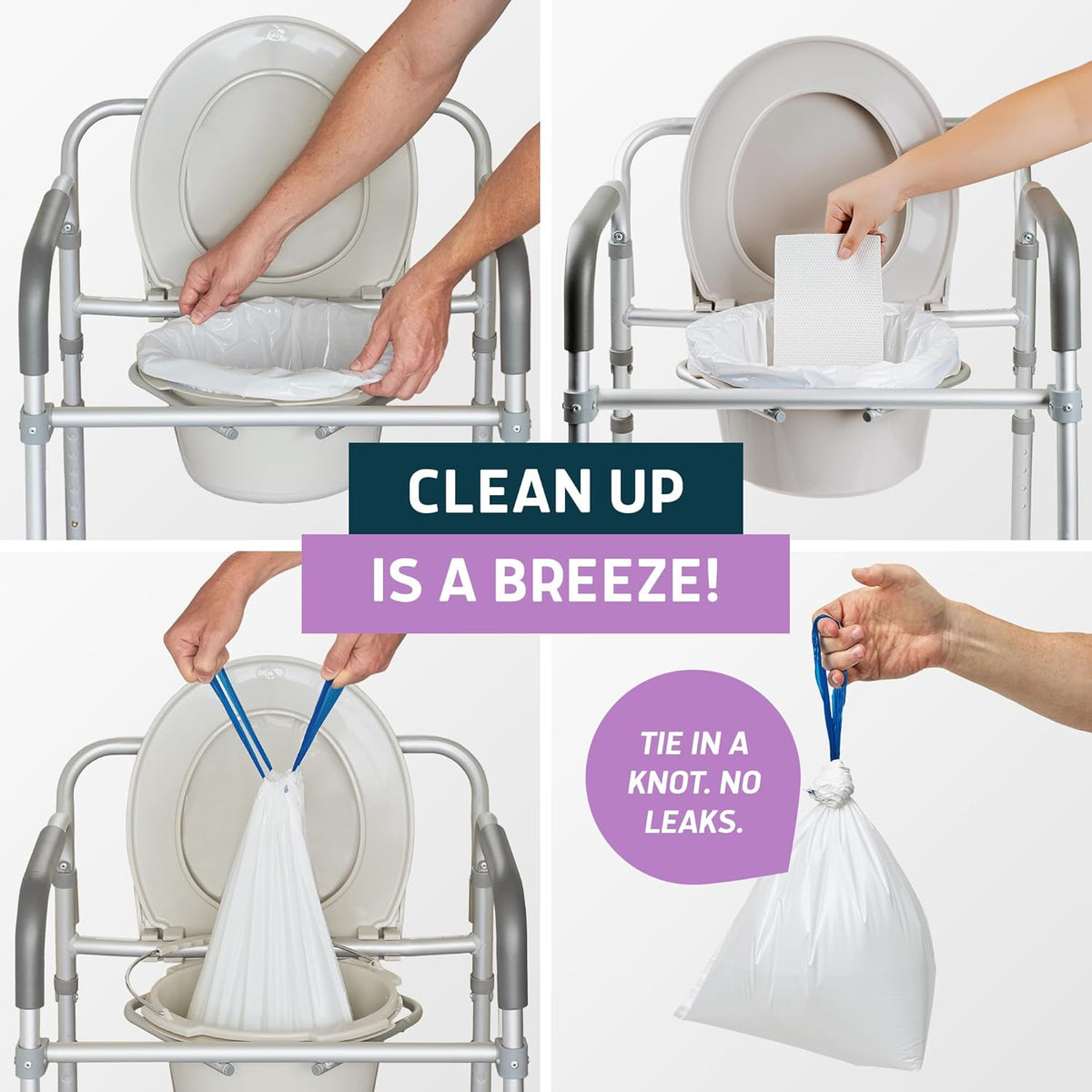 Lunderg Commode Liners with Absorbent Pads - Lavender Scent Medical Grade 150 Count Universal Fit