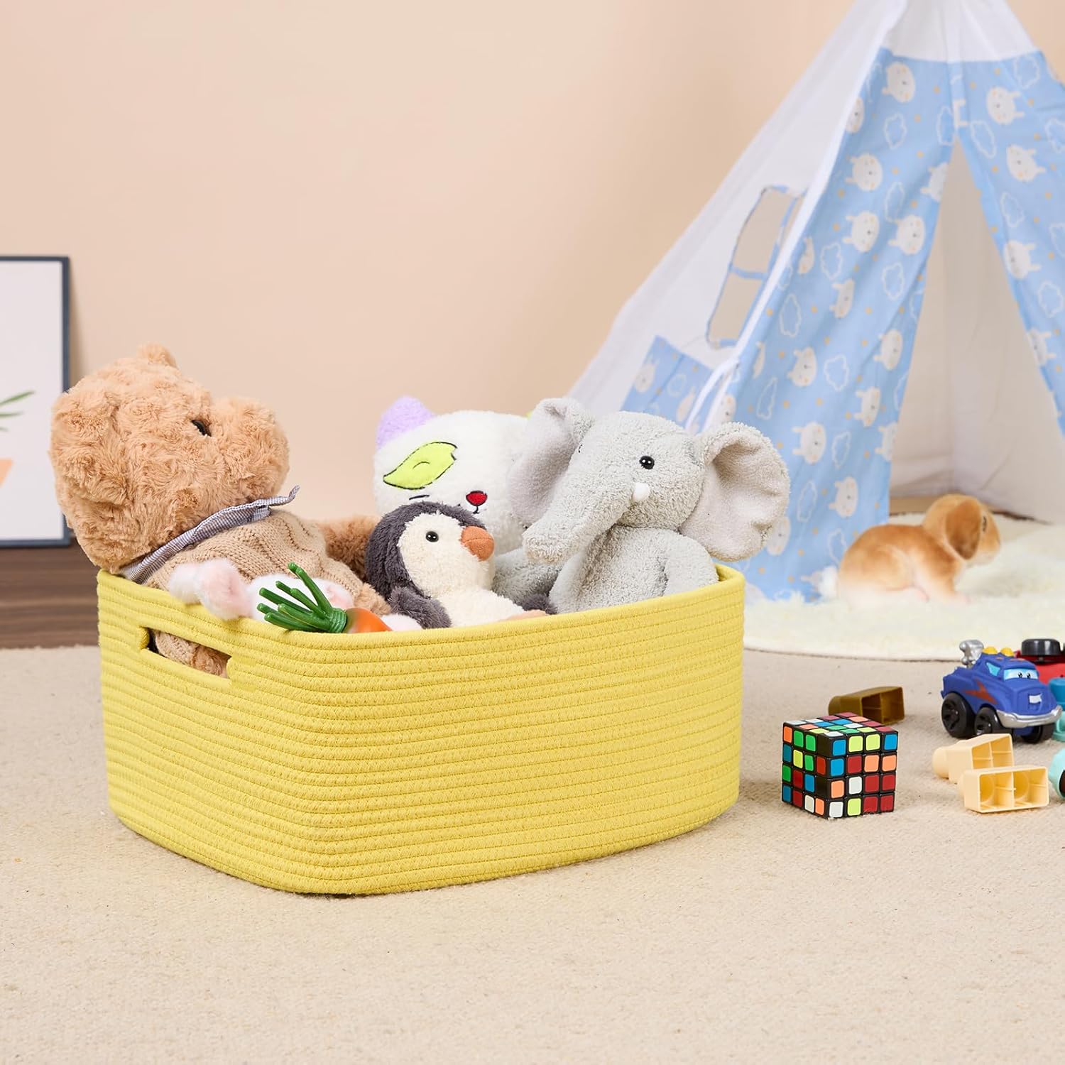 Large Storage Baskets for Shelves, Closet Organizers Bins for Clothes Blanket Towels, Baby Nursery