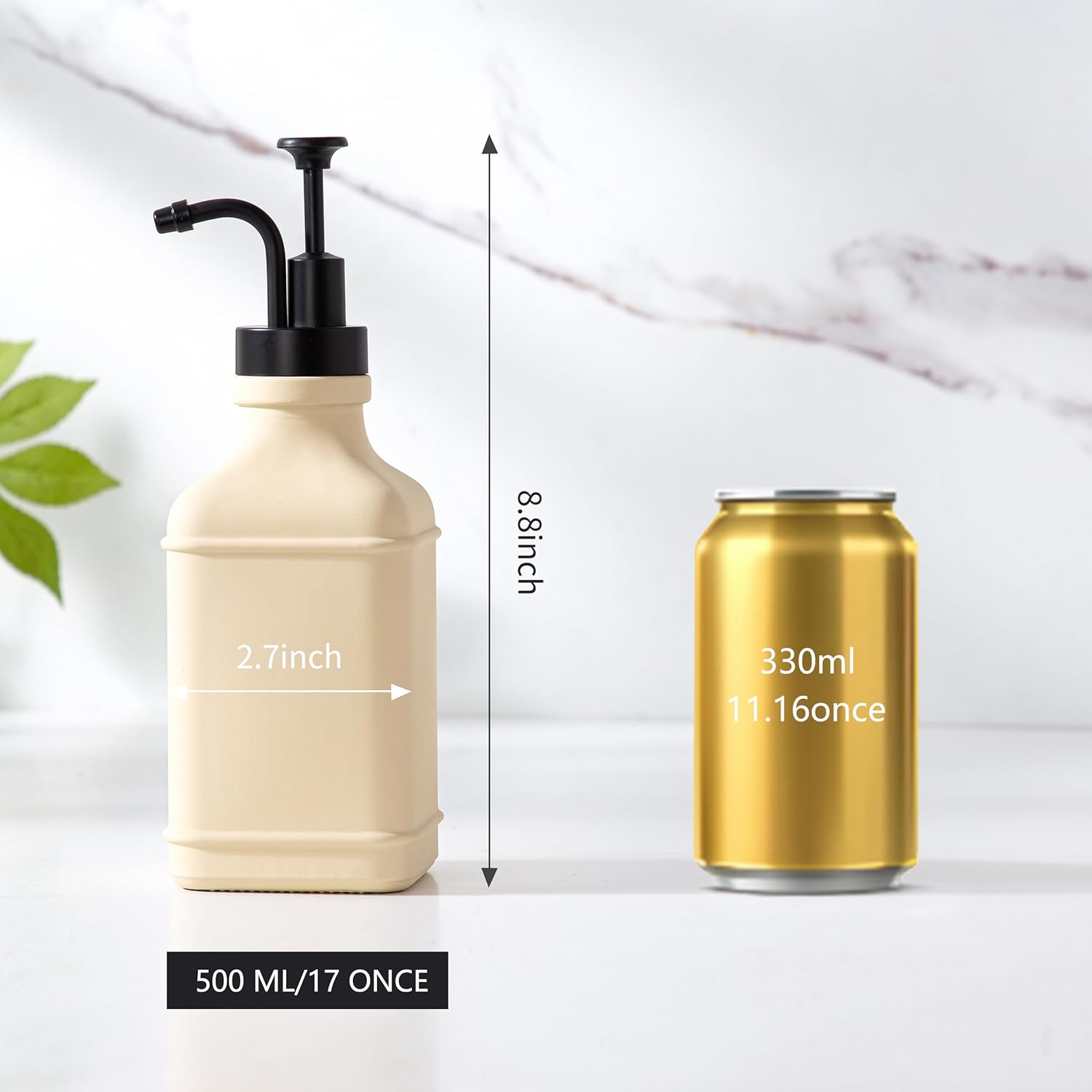 Enra Glass Soap Dispenser with Clear Window,12oz Matte Stainless Steel Hand Pump Dispenser,Hand and