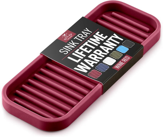 Zulay Kitchen (9x3.5) Silicone Sponge Holder for Kitchen Sink - Flexible Multipurpose Soap Tray