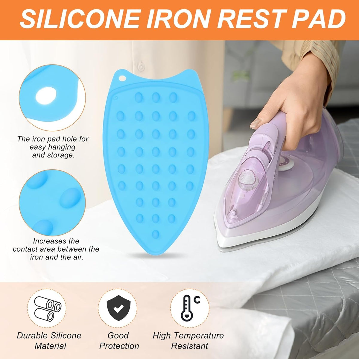 PATIKIL Silicone Iron Rest Pad, Multipurpose Hot Heat Resistant Iron Rest Plate Protective Pad for
