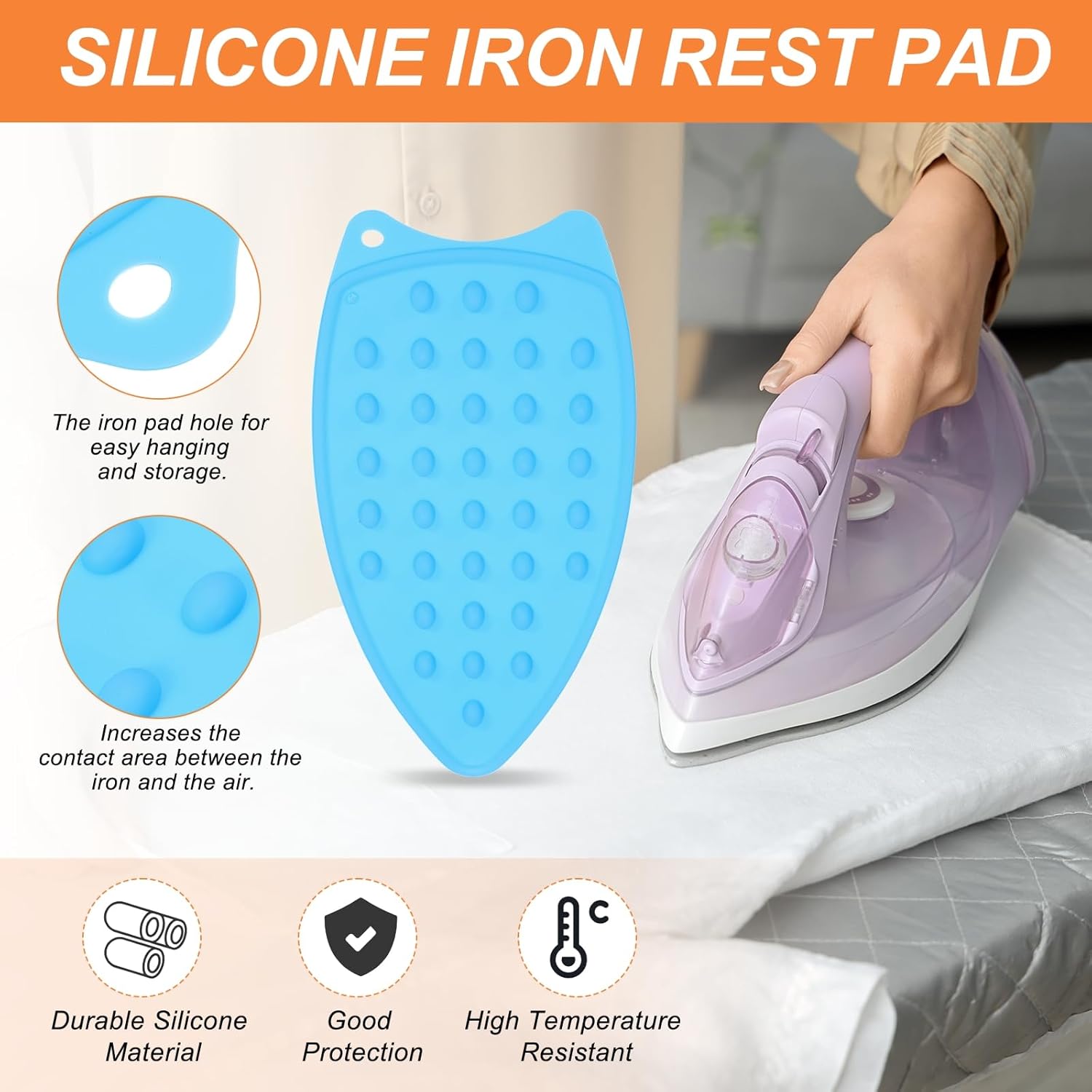 PATIKIL Silicone Iron Rest Pad, Multipurpose Hot Heat Resistant Iron Rest Plate Protective Pad for