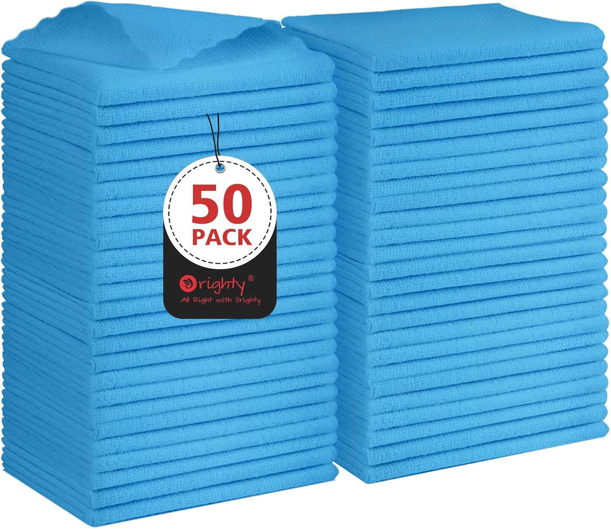 Orighty Cleaning Cloths, Shop Towels 50 Pack, Shop Rags Reusable, Microfiber Cleaning Rags Bulk for