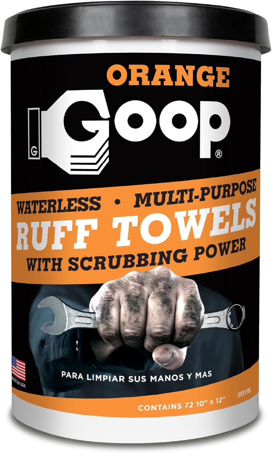 GOOP Orange Heavy Duty Ruff Towels with Scrubbing Power, 10” x 12” Dual Textured Multi-Purpose