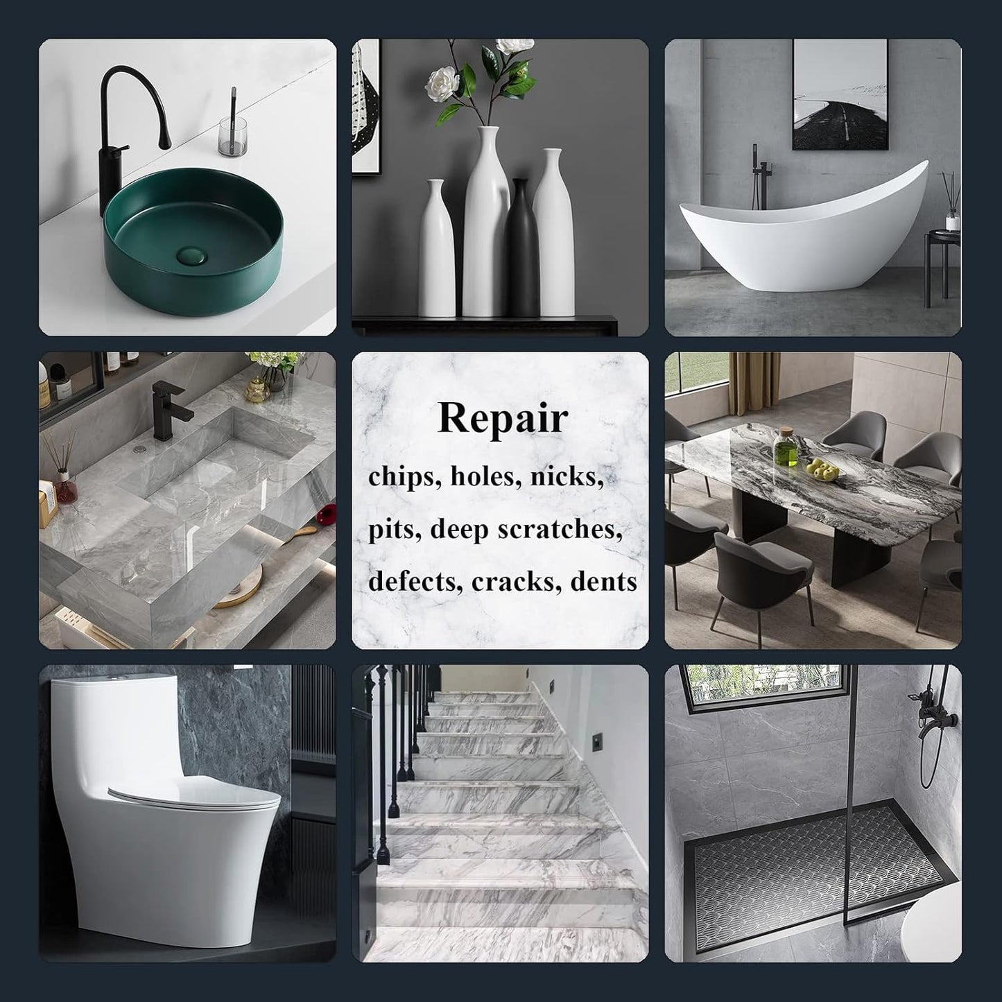 Tub, Tile and Shower Repair Kit (Color Match), Hupeyna Porcelain Repair Kit, Bathtub Repair Kit for