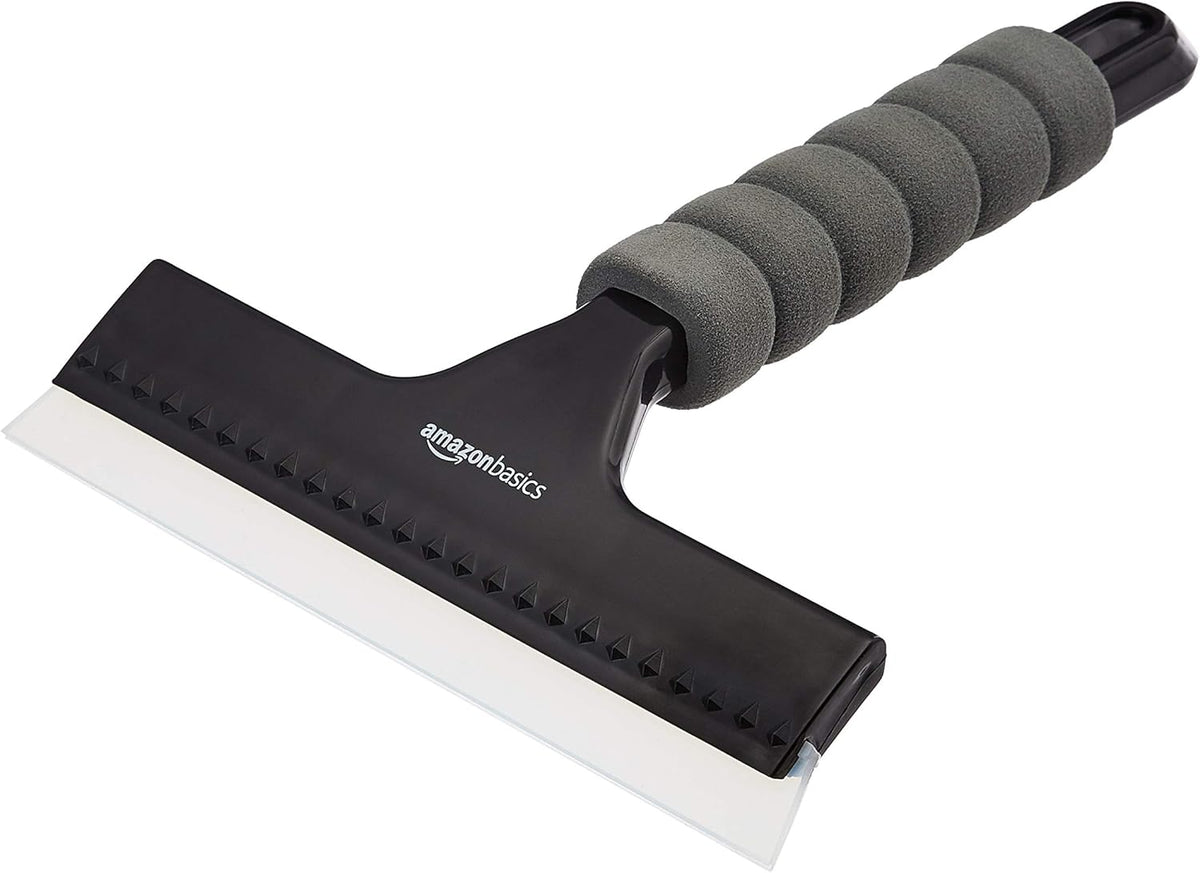 Amazon Basics Window Squeegee with Handle for Car Windows, Glass, Mirror, Black