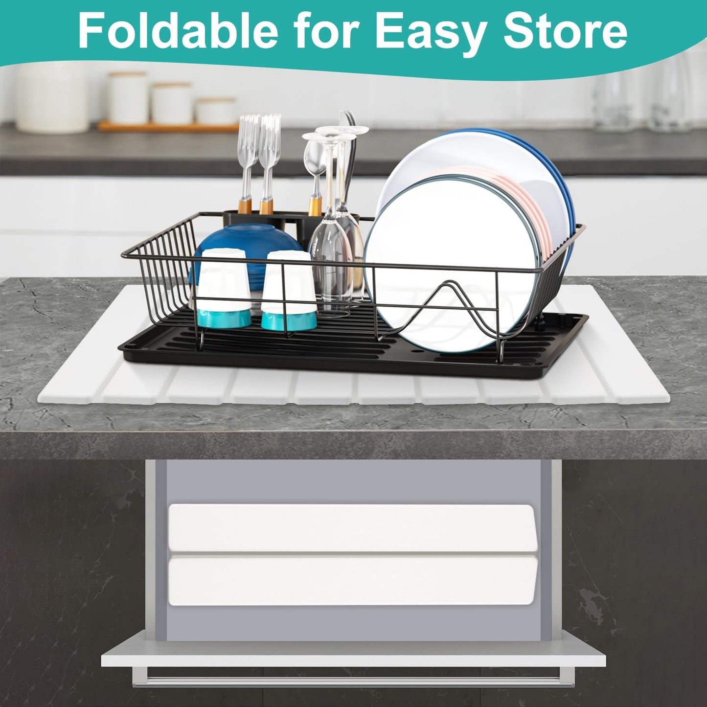 3 Pcs Large Stone Dish Drying Mat for Kitchen Sink Counter Dish Pads Diatomaceous Earth Mats Quick