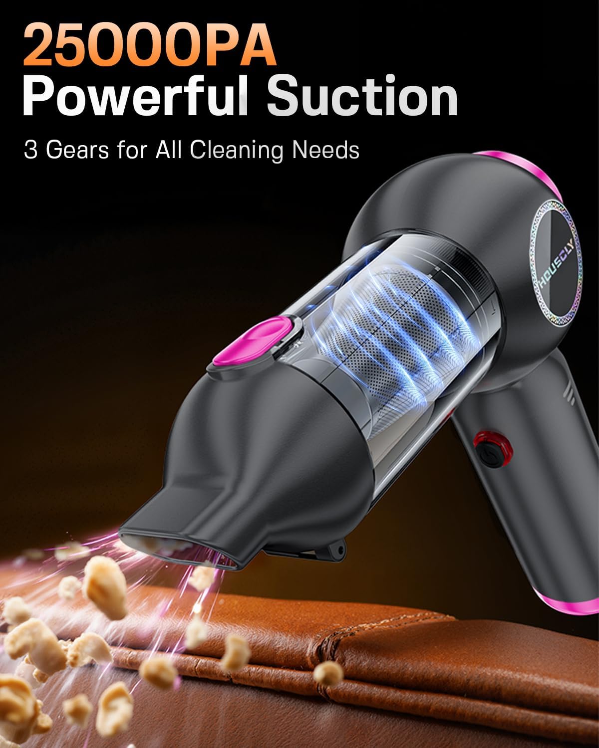 Handheld Car Vacuum Portable Cordless 25000Pa High Power Small Mini Hand Vacuum Cleaner