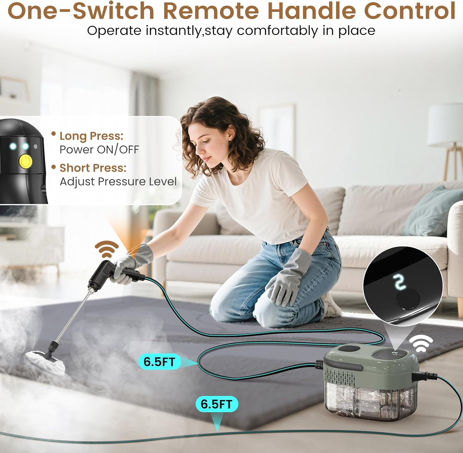 2500W Handheld Steam Cleaner, 3-Level Adjustable Steam Cleaner for Home with 21 Accessories
