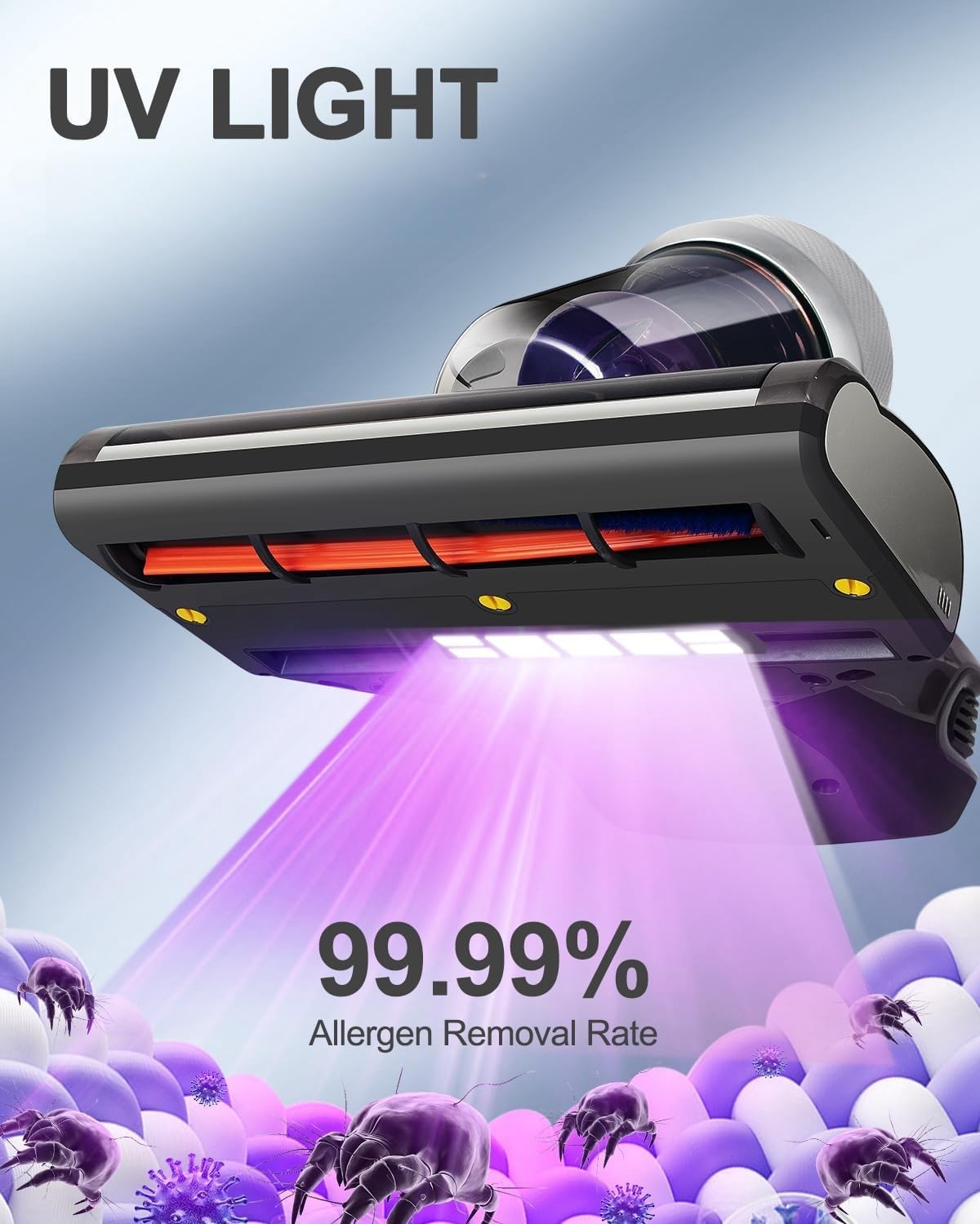 Jimmy Mattress Vacuum Cleaner, Anti-allergen Bed Vacuum Cleaner with UV-C Light & High Heating
