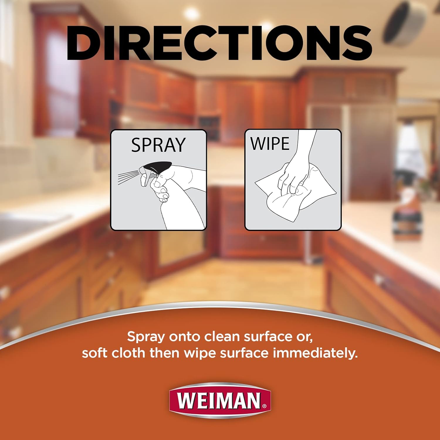 Weiman Cabinet & Wood Clean & Shine Spray - Furniture, Kitchen Cabinets, Baseboard & Trim, Fresh