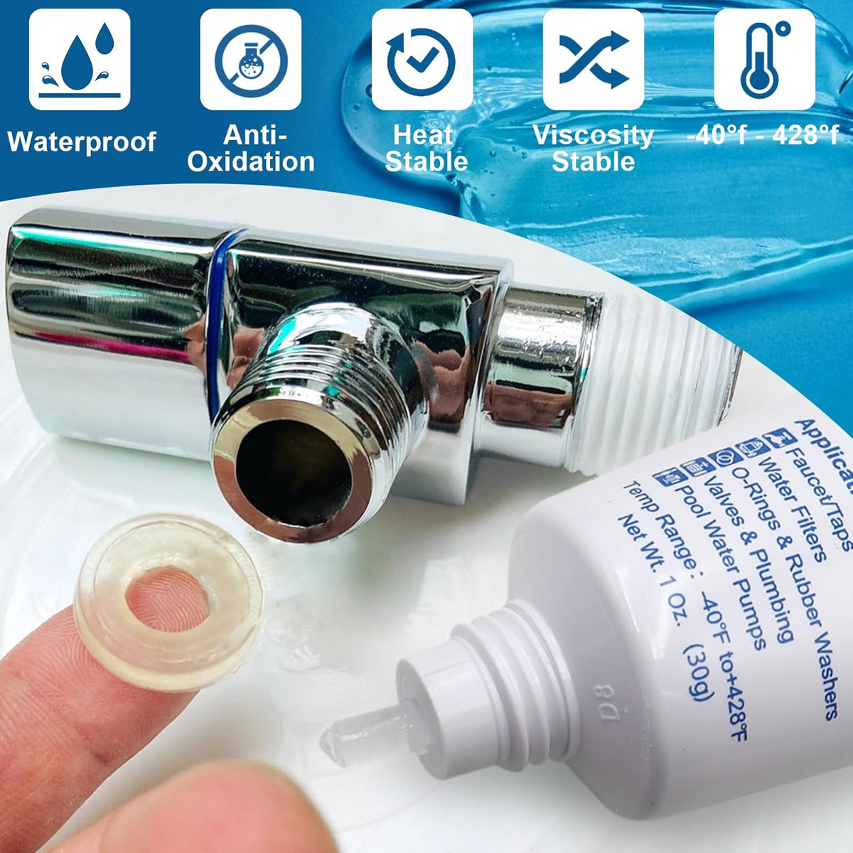 Faucet O-Rings Grease Silicone Lubricant Pool Lube Tube for O Ring Rubber Washers Water Filter Pump
