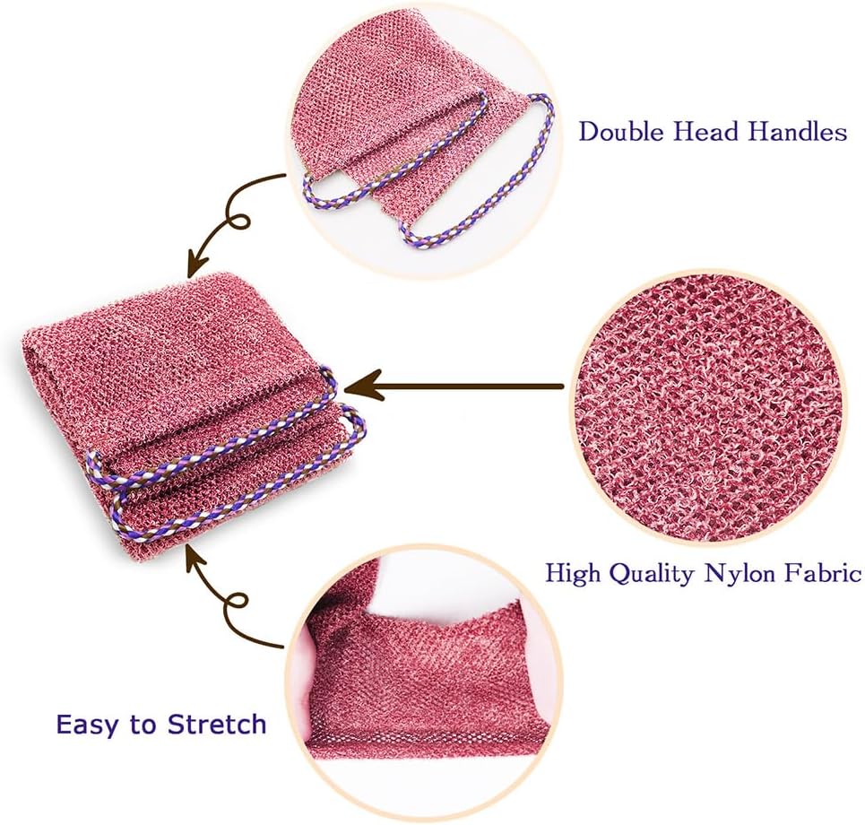 African Net Sponge with Handles 3 Pieces Long African Exfoliating Net Washcloth Bath Sponge Net