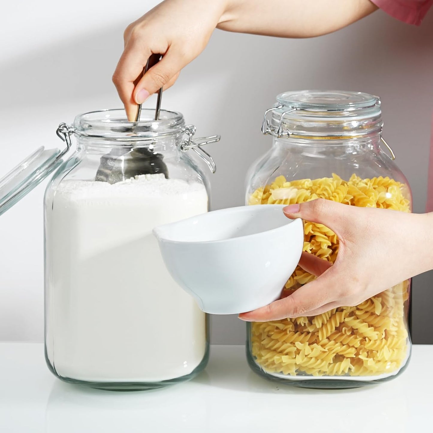 Ollieroo 106oz Square Glass Jars with Airtight Lid, Large Mason Jars, Wide Mouth Storage Containers