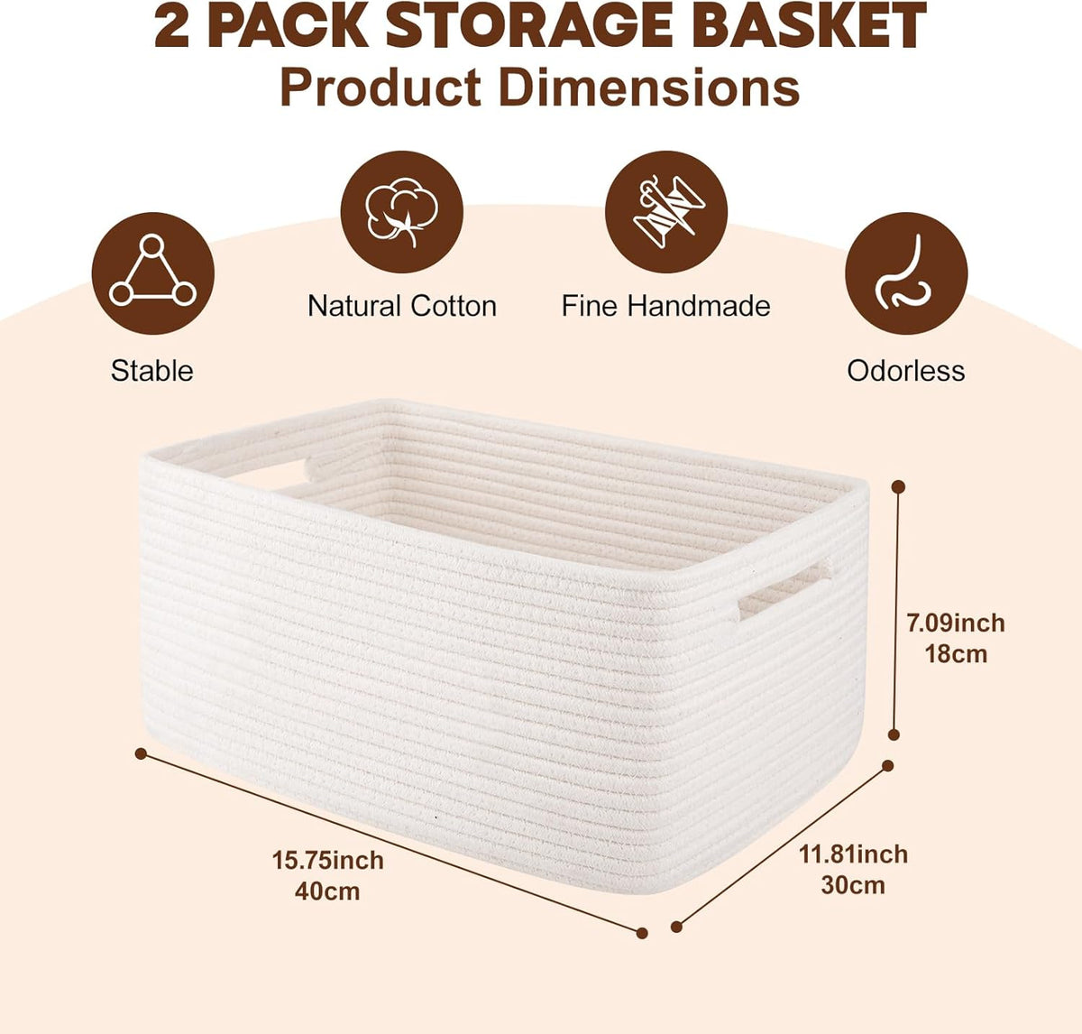 OIAHOMY Storage Basket for Shelves, Closet Cube Storage Bins Baskets for Clothes Blanket Towels