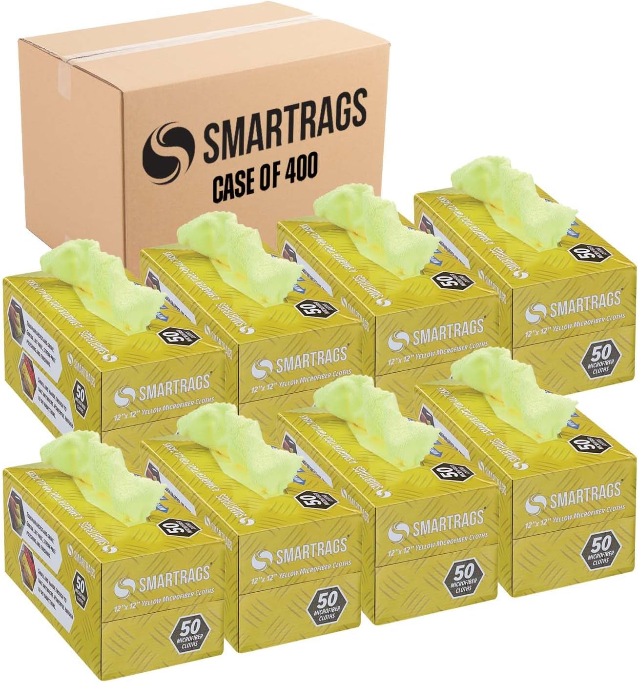 Arkwright Smart Rags in Box - (Bulk Case of 400) Lint Free Microfiber Cleaning Cloth, Scratch &