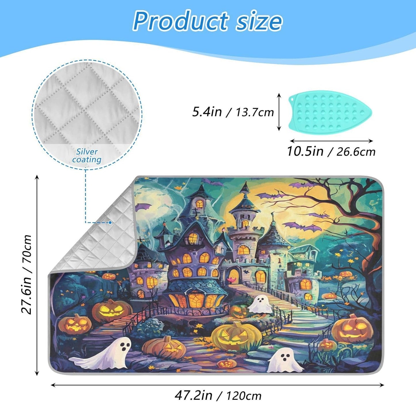 Cute Cartoon Halloween Bat Castle Ghost Pumpkin Ironing Mat Thickened Ironing Blanket Travel