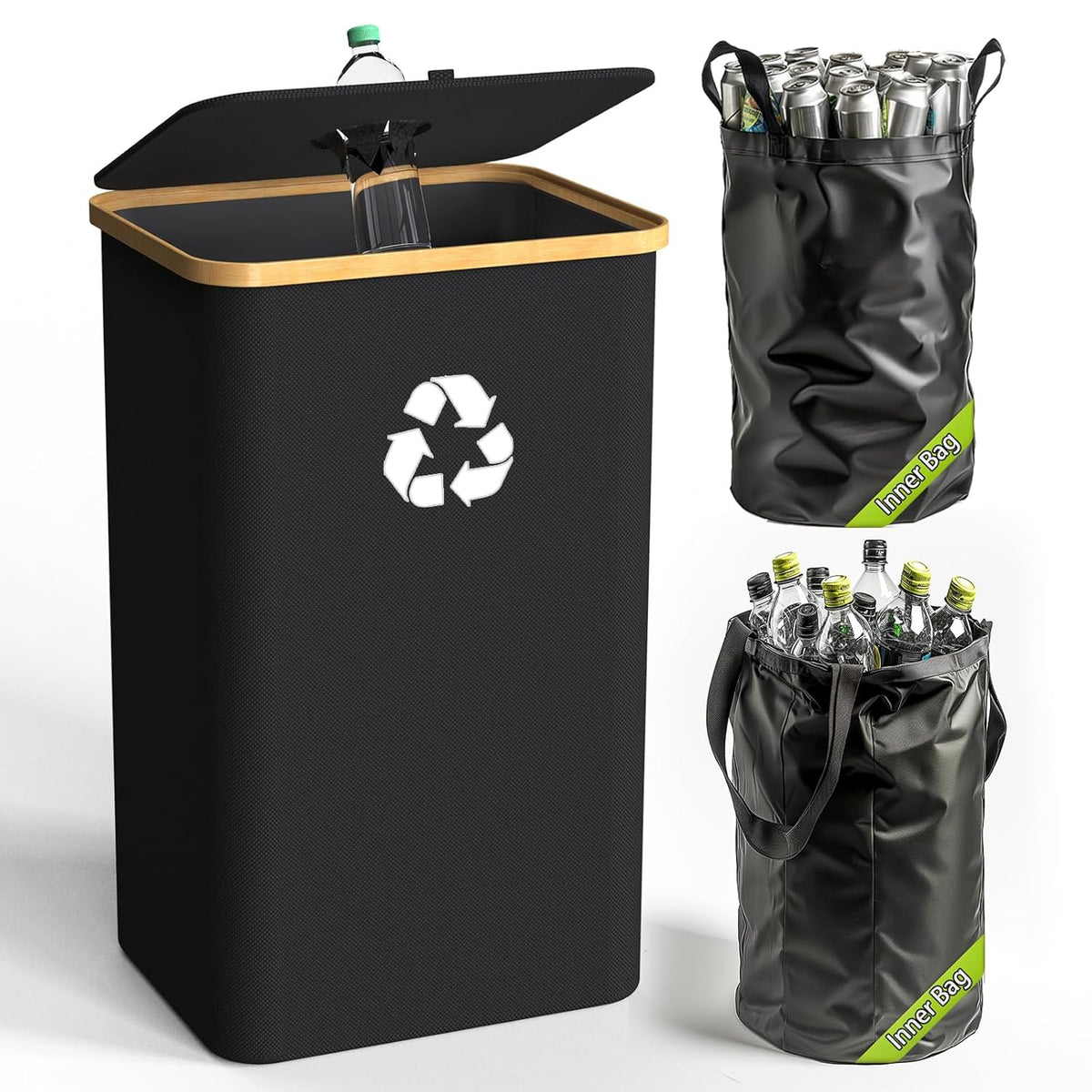 Recycling Bin for Kitchen Indoor Home, Large 26 Gallon 100L Recycle Bin with Lid Removeable