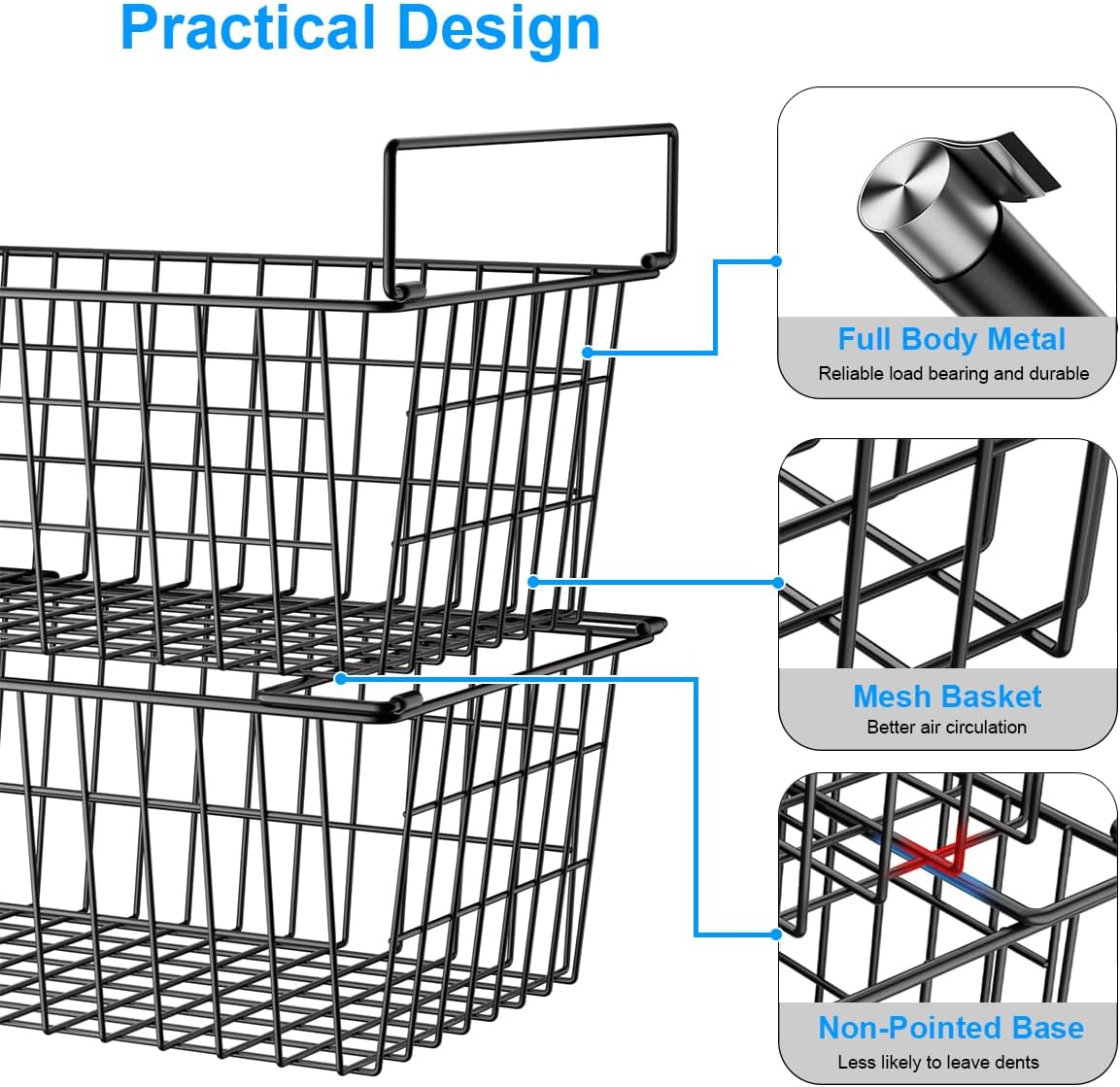 Freezer Organizer Bins, Large Capacity Stackable Baskets for Deep Chest Freezer Easy Get and Sort