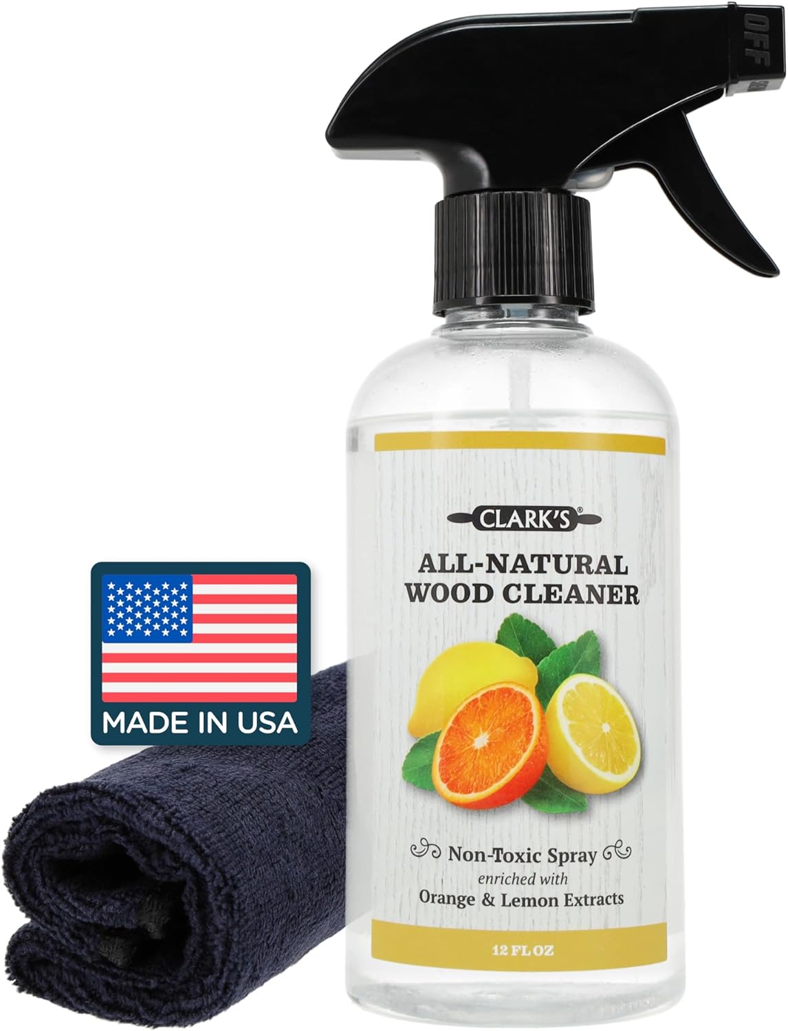 CLARK'S Natural Cutting Board Spray Cleaner, with Microfiber Cloth, for Wood Countertop – Pure