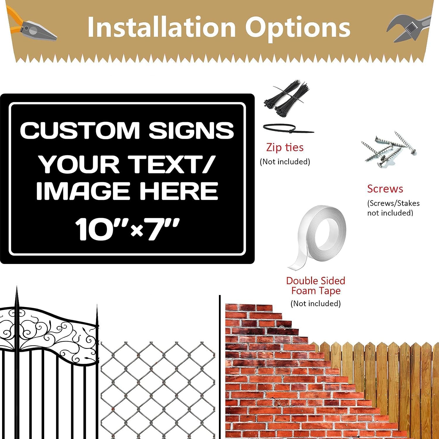 Personalized Aluminum Weatherproof Metal Signs - Custom Text & Picture, Multiple Sizes - Hazard