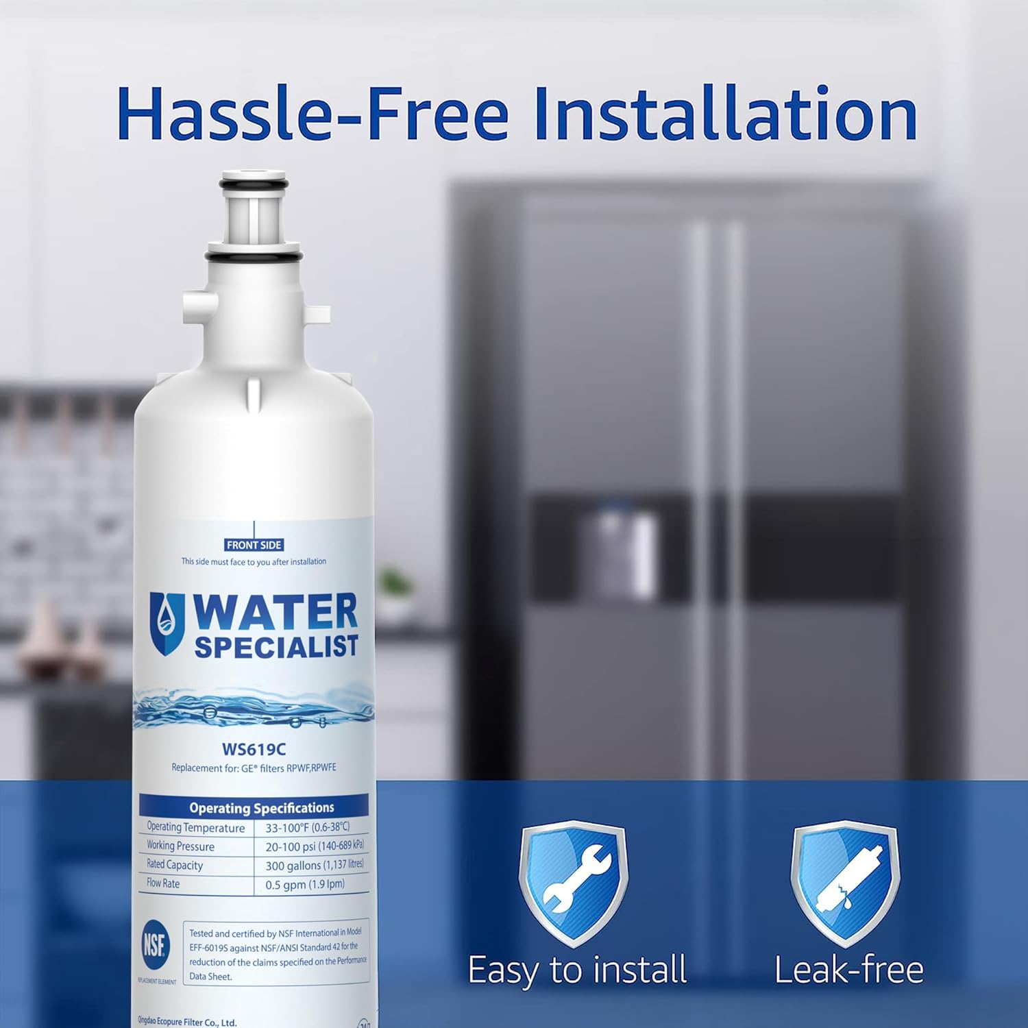 Waterspecialist WS619C Replacement for RPWFE®, RPWF (Built-in CHIP) Refrigerator Water Filter