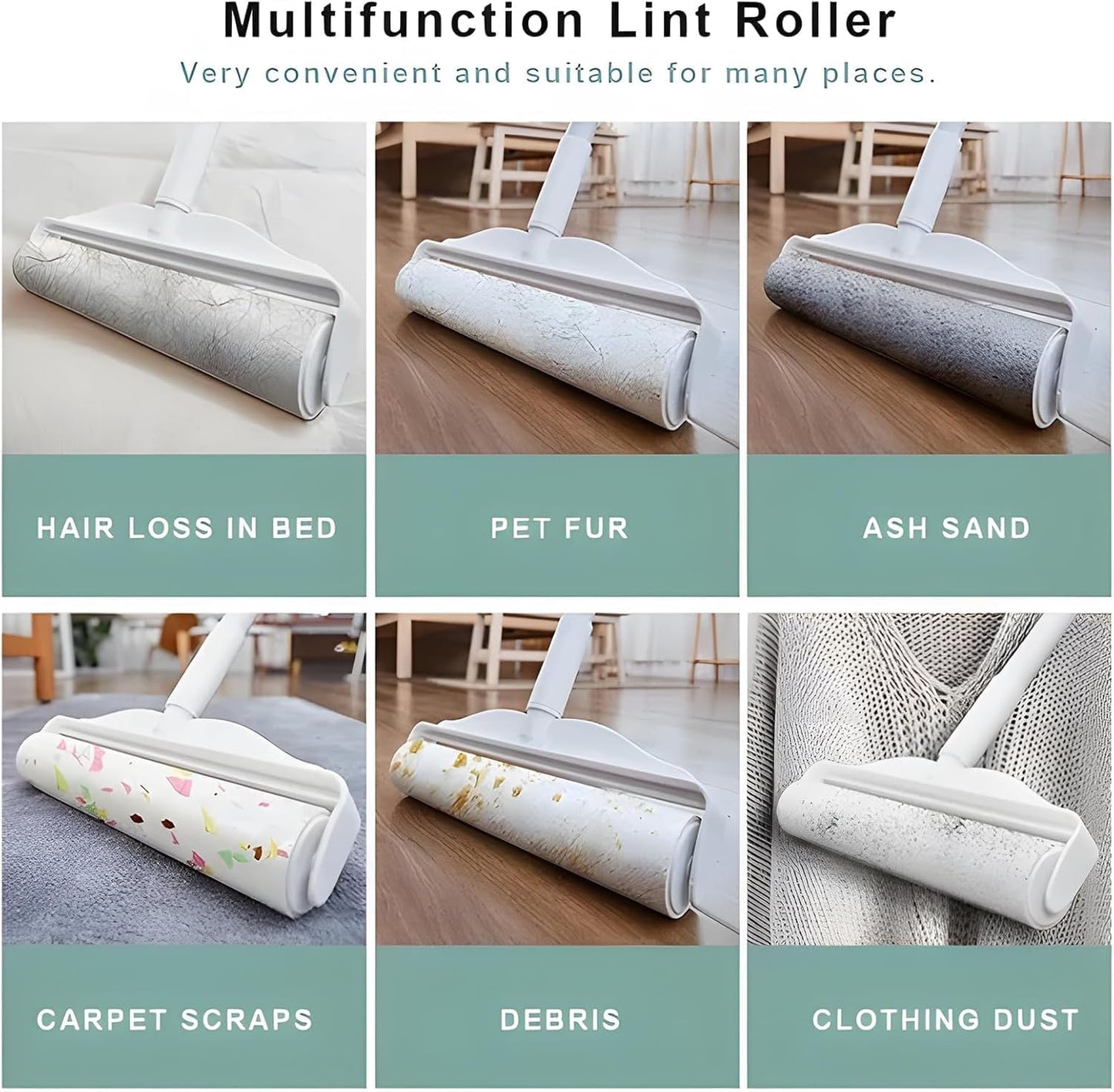 YHPDVI Lint Roller for Pet Hair – 7.5" Extra Wide Sticky Roller with 2 Refills & Long Handle |