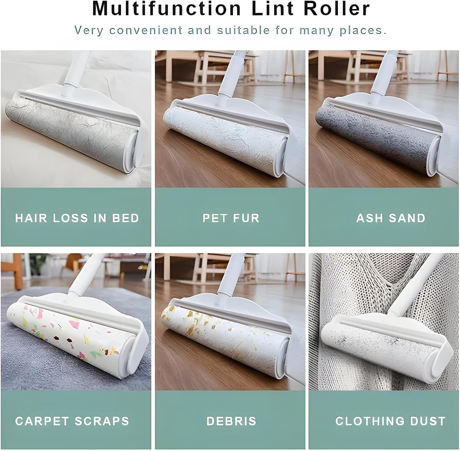 YHPDVI Lint Roller for Pet Hair – 7.5" Extra Wide Sticky Roller with 2 Refills & Long Handle |