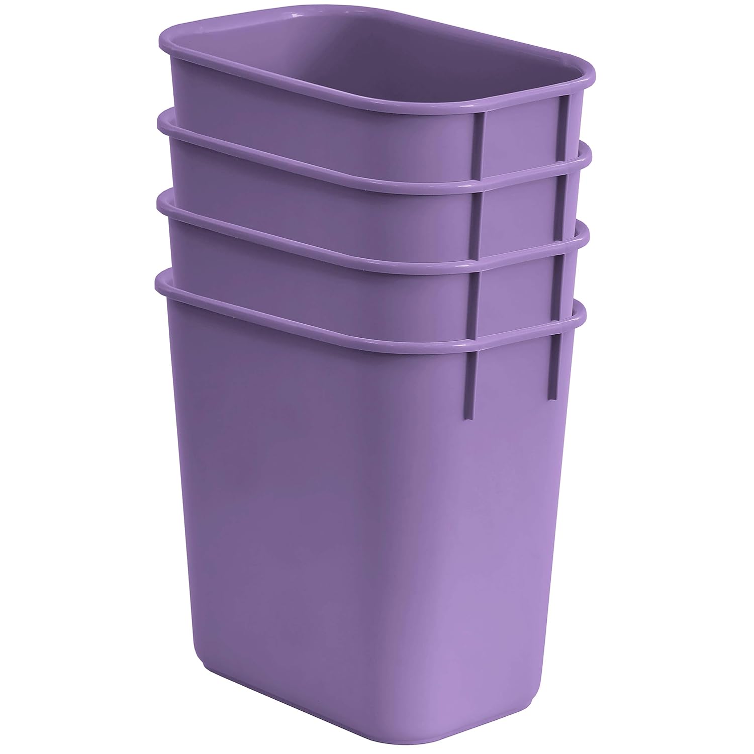 Acrimet Wastebasket, Deskside Bin, 3.25 Gallon/13 Quart/ 12 Liter (Plastic) (Purple Color) (Set of