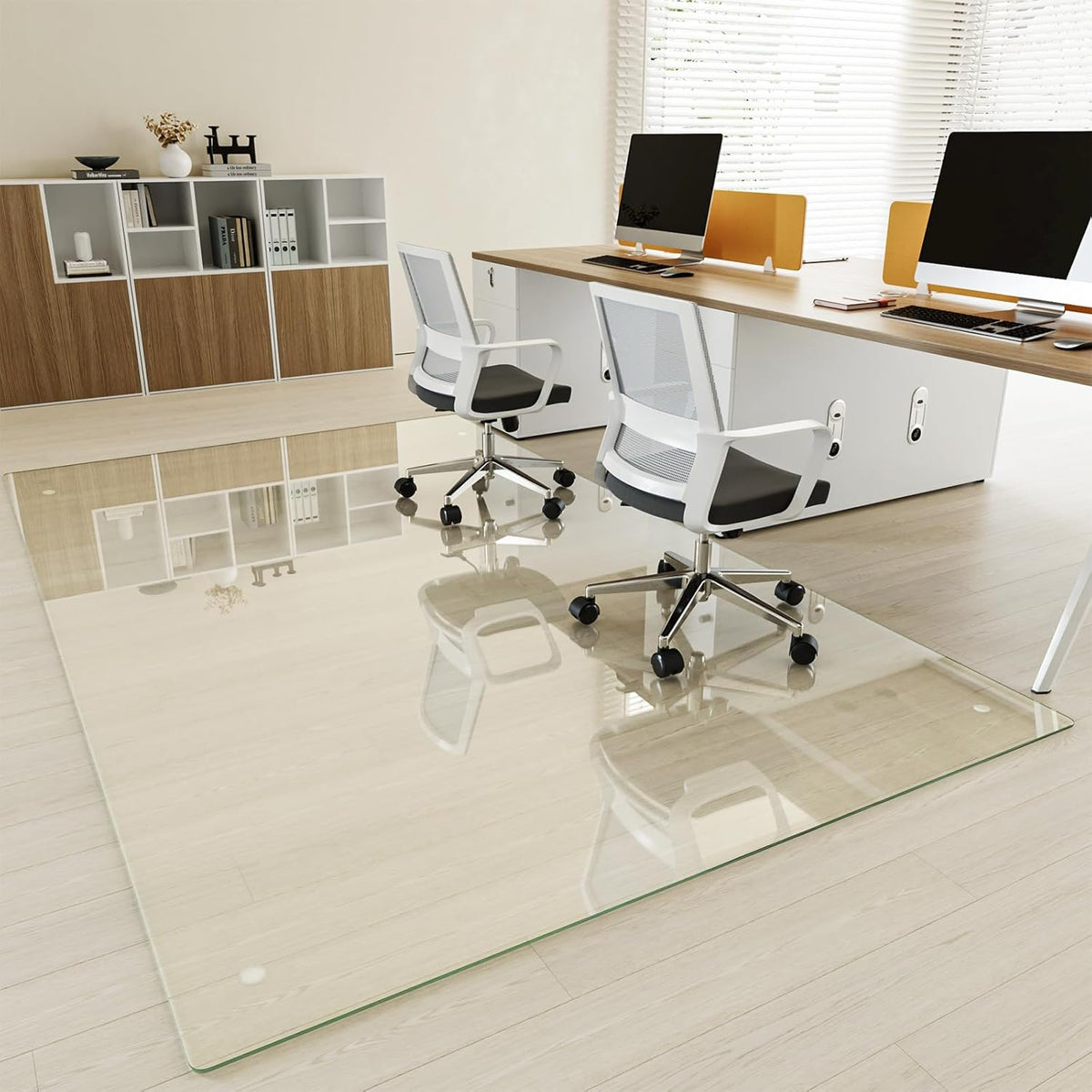 [Tempered Glass] 48" x 80" Glass Chair Mat, 1/5" Thick Office Chair Mat for Carpet or Hardwood