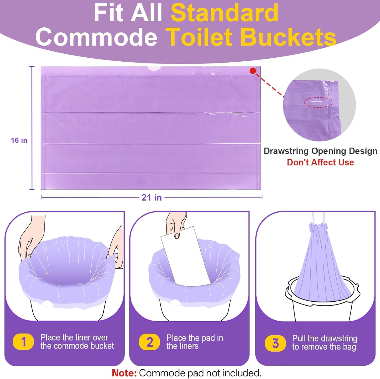 100 Commode Liners for Bedside Commode, Thickness Leakproof Disposable Portable Toilet Bags, Plant