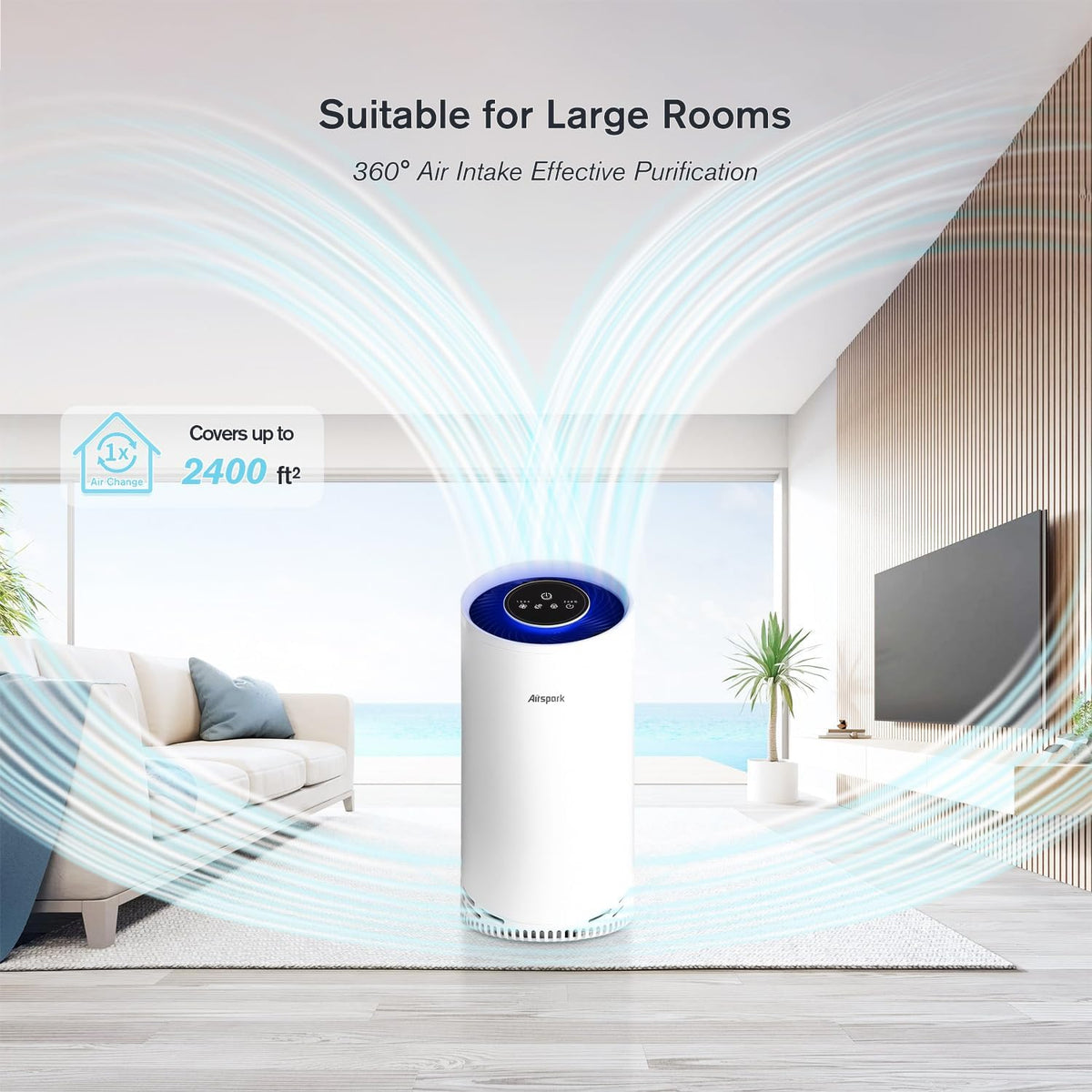 Air Purifiers for Home Bedroom Large Room Up to 2400 Ft² with Ture HEPA Sleep Mode 22dB Night