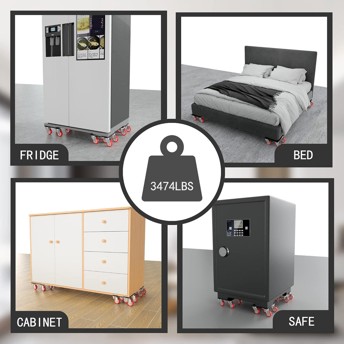 【Upgrade Large】 Furniture Dolly,Furniture Movers with 5 Wheels,Carbon Steel Panel Heavy Duty