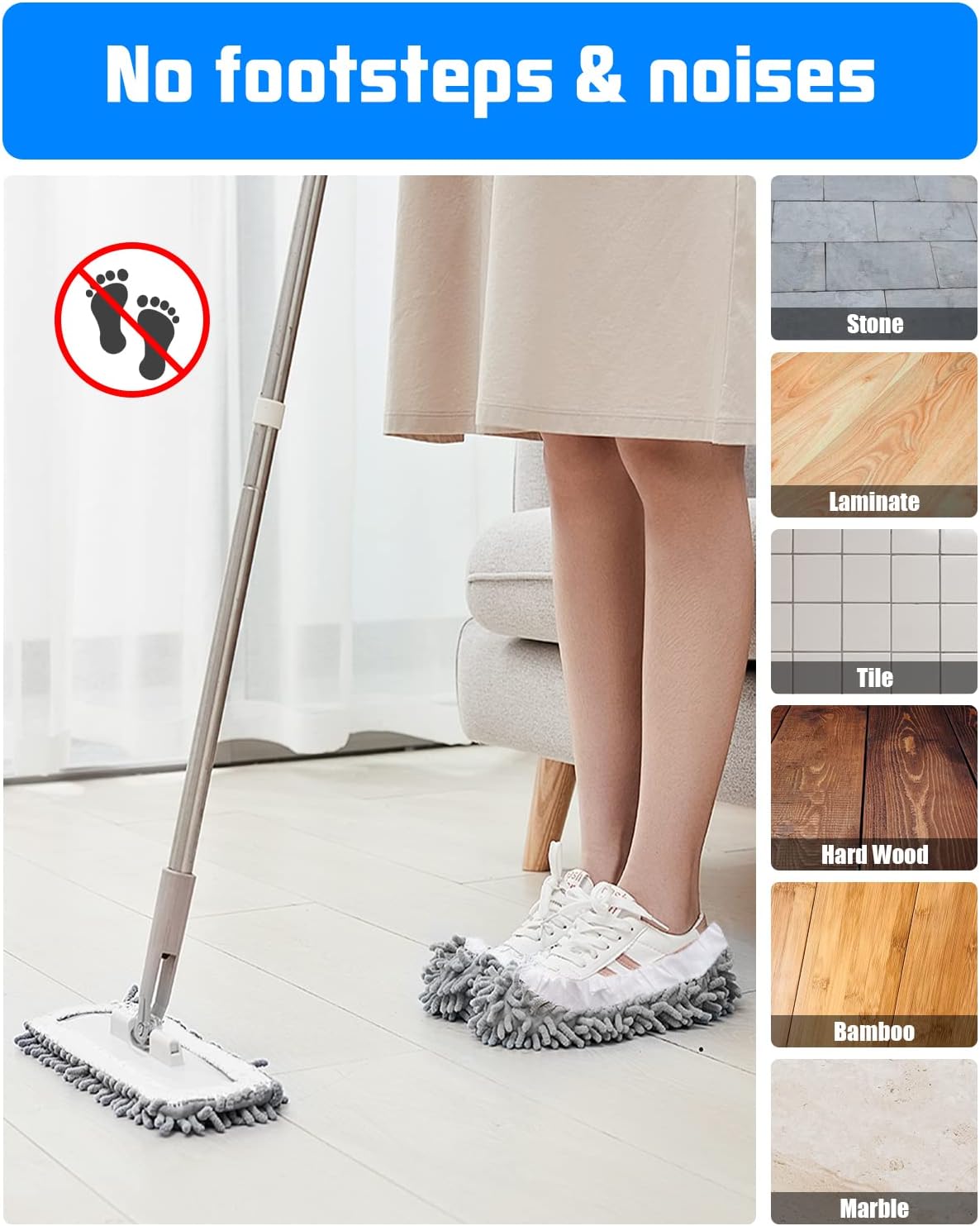 8 Pcs Mop Slippers Socks Floor Cleaning,Microfiber Shoe Covers dust Washable Reusable for Woman Man