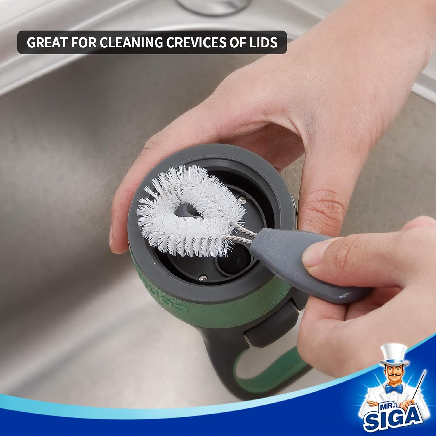 MR.SIGA Water Bottle Brush Cleaning Set with Storage Holder, Cleaning Brushes for Tumbler, Straw