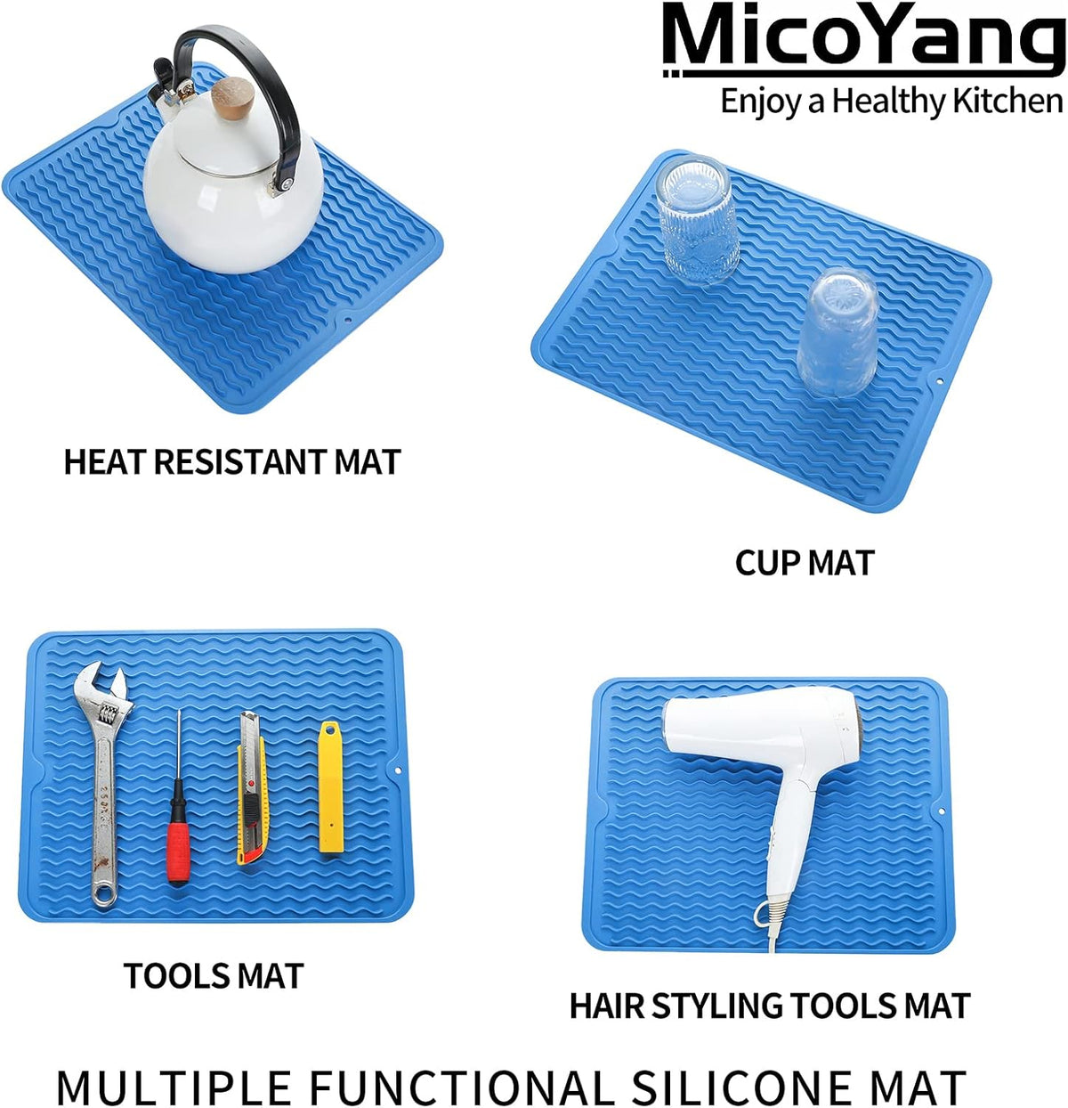 Silicone Dish Drying Mat for Multiple Usage,Easy clean,Eco-friendly,Heat-resistant Silicone Mat for