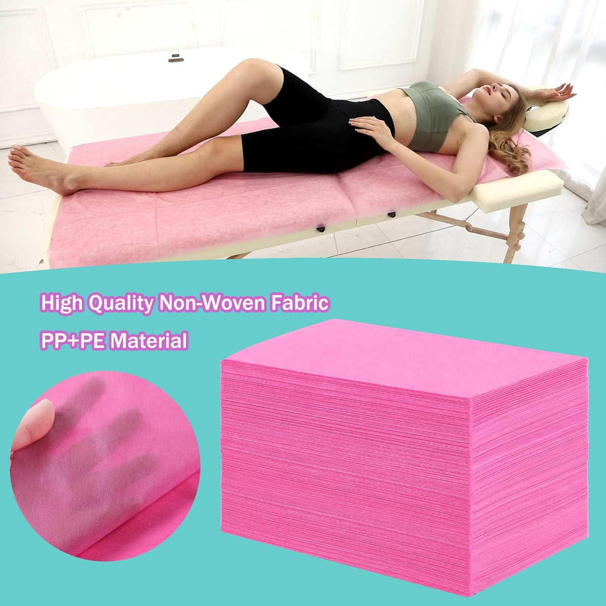 Disposable Bed Sheets for Massage Table 100 Pcs 31" x 71" Waterproof Massage Table Sheets Soft Non