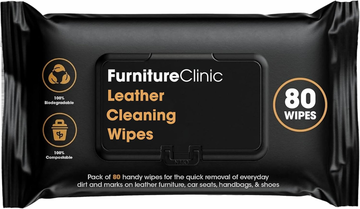 Furniture Clinic Leather Cleaning Wipes | 80 Count | Clean & Restore Leather & Vinyl Furniture